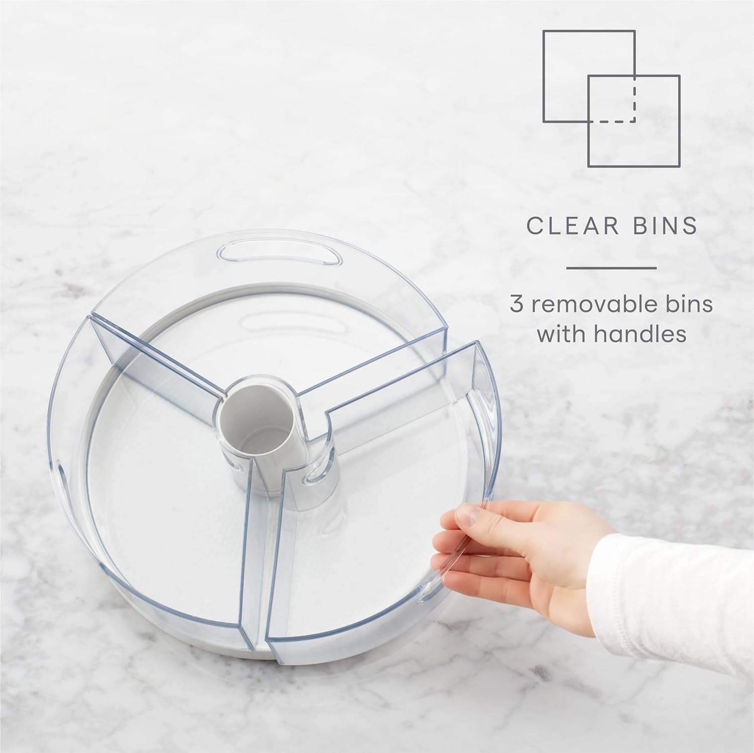 image:imageYouCopia Crazy Susan TwoTier Turntable HeightAdjustable Lazy Susan Organizer for Kitchen Cabinet and Pantry Organization and Storage White3 Bins