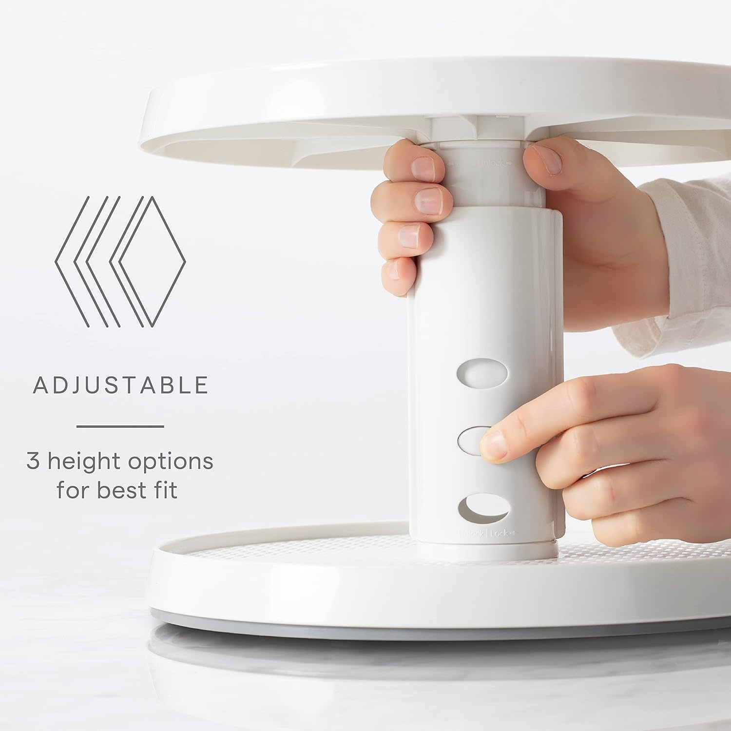image:imageYouCopia Crazy Susan TwoTier Turntable HeightAdjustable Lazy Susan Organizer for Kitchen Cabinet and Pantry Organization and Storage WhiteTwo Tier