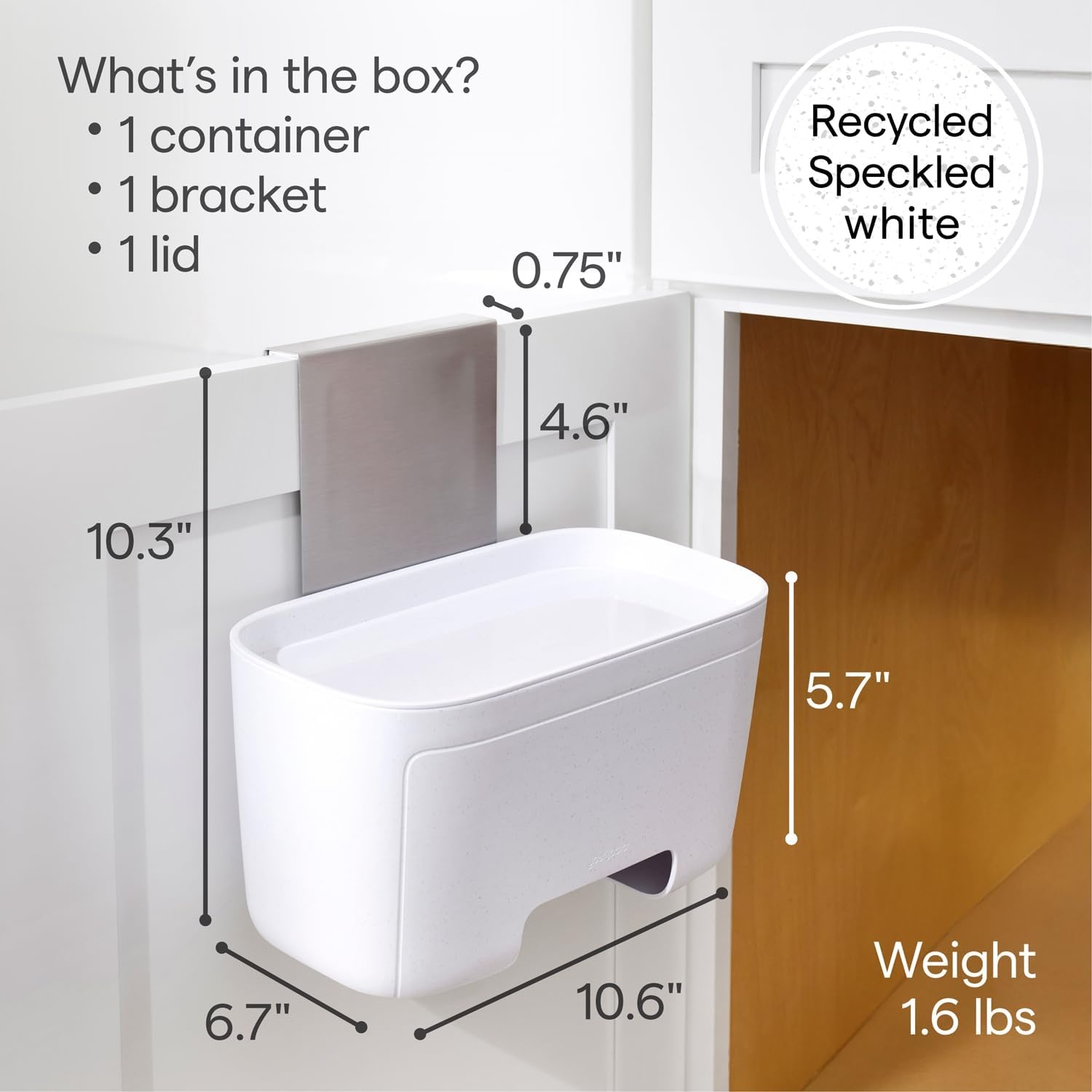 image:imageYouCopia DoorStash Garbage Bag Dispenser Hanging Kitchen Cabinet Door Trash Bag Organizer with Removable Lid for Storage Speckled WhiteGarbage Bag Dispenser