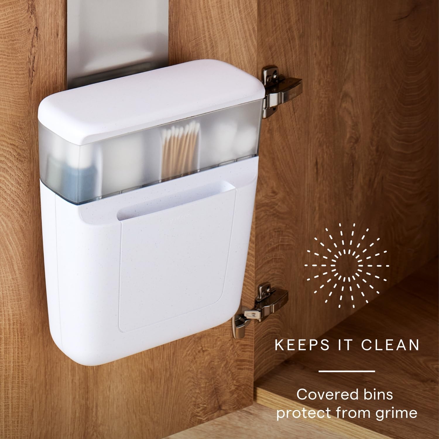 image:imageYouCopia DoorStash Garbage Bag Dispenser Hanging Kitchen Cabinet Door Trash Bag Organizer with Removable Lid for Storage Speckled WhiteToiletry Organizer