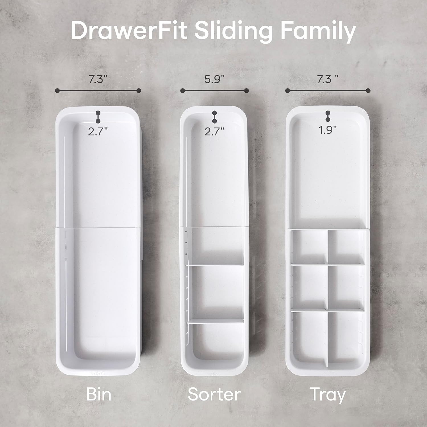 image:imageYouCopia DrawerFit Sliding Drawer Bin Expandable and Adjustable Kitchen Storage Organizer Speckled WhiteBin