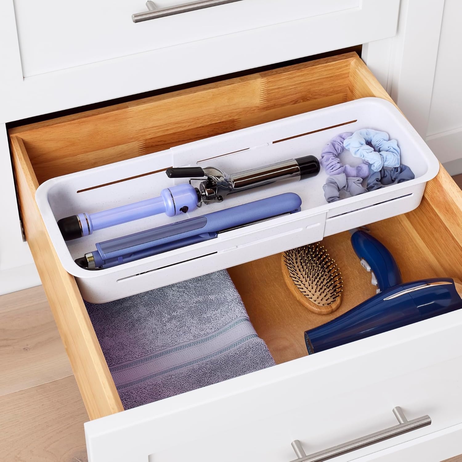 image:imageYouCopia DrawerFit Sliding Drawer Bin Expandable and Adjustable Kitchen Storage Organizer Speckled WhiteBin
