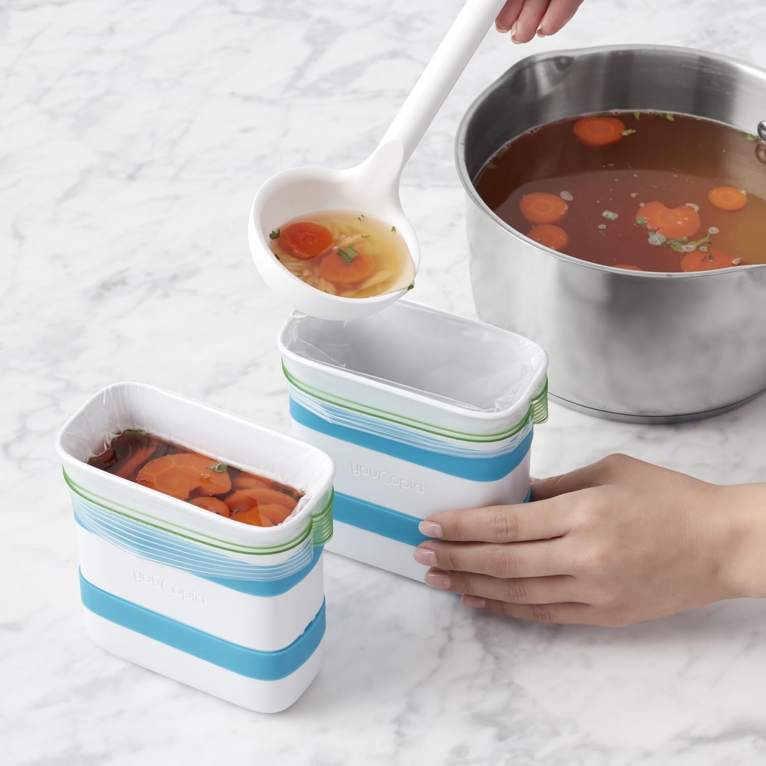 image:imageYouCopia FreezeUp Freezer Food Block Maker 6 Cup Meal Prep Bag Container to Freeze Soup and Leftovers2 Cups 2Pack