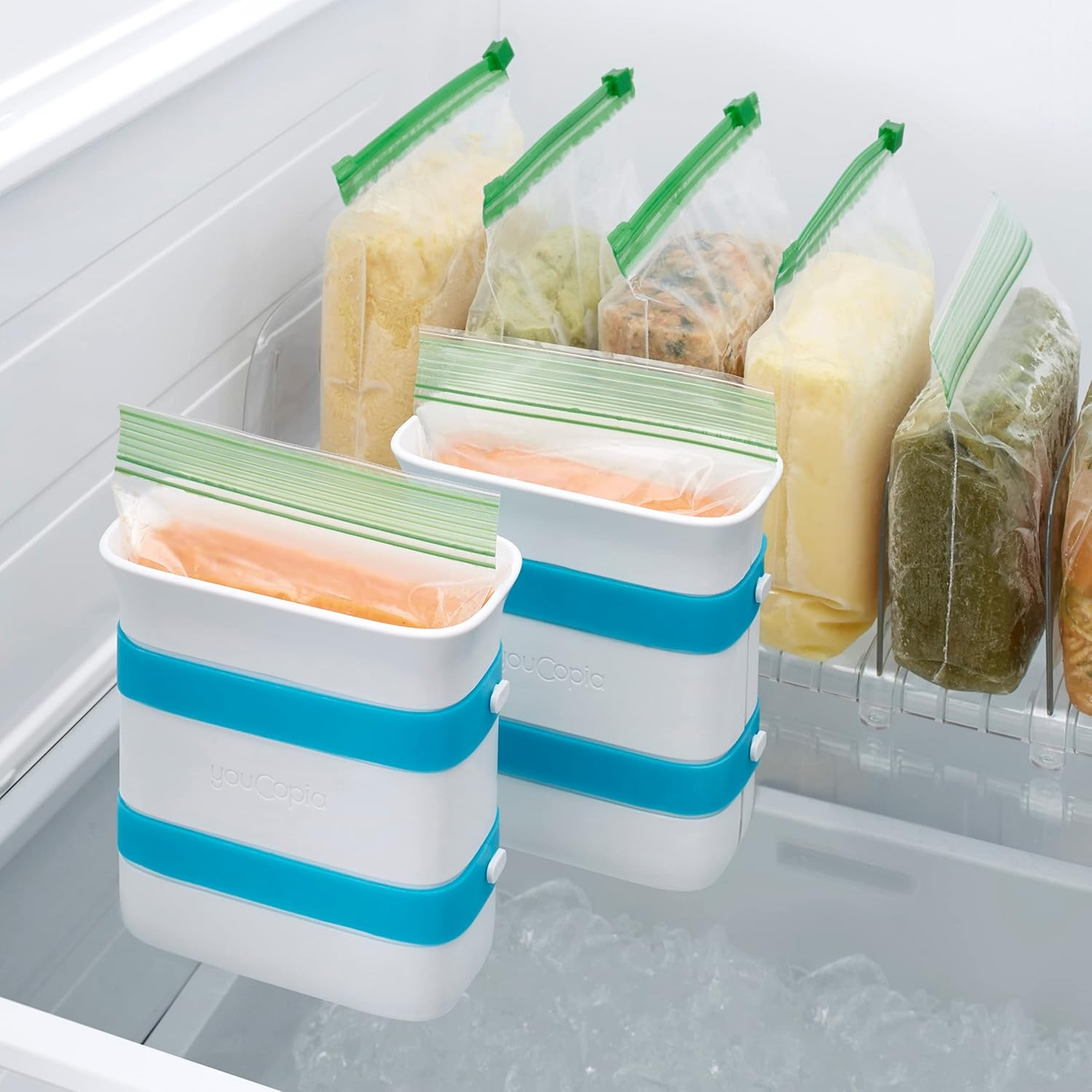 image:imageYouCopia FreezeUp Freezer Food Block Maker 6 Cup Meal Prep Bag Container to Freeze Soup and Leftovers2 Cups 2Pack