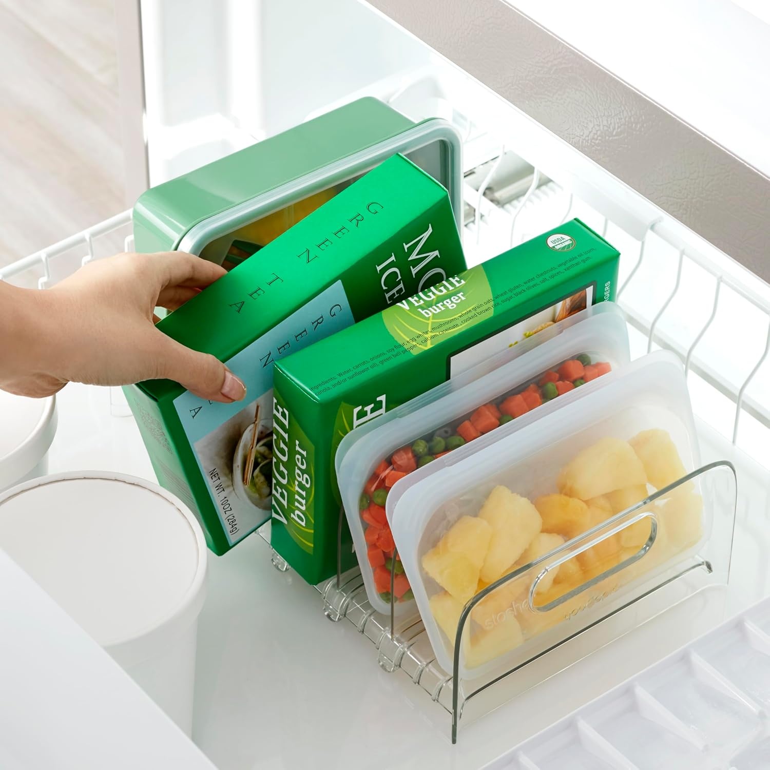 image:imageYouCopia FreezeUp Freezer Food Block Maker 6 Cup Meal Prep Bag Container to Freeze Soup and LeftoversFreezer Rack 12