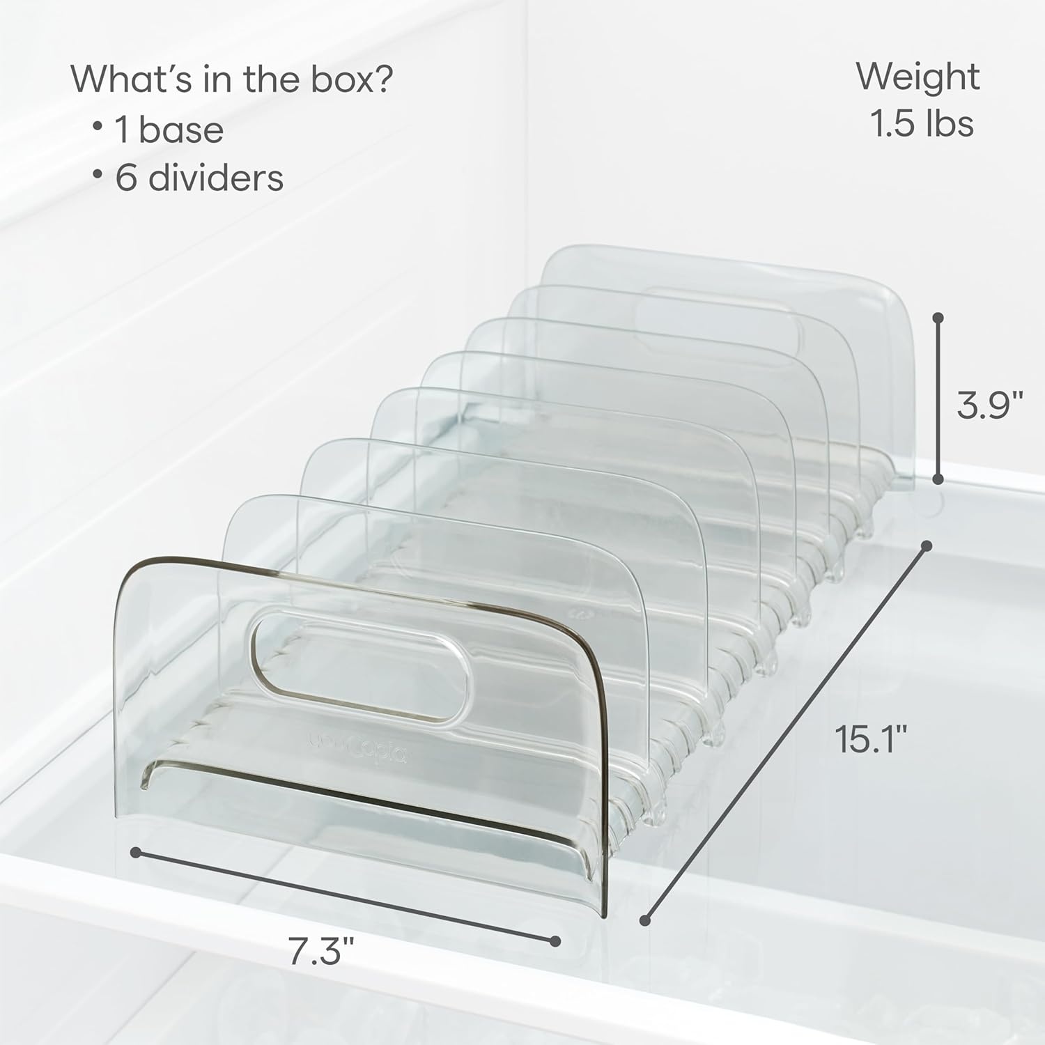 image:imageYouCopia FreezeUp Freezer Rack BPAFree Clear Fridge Organizer with Adjustable Dividers and Handles for Frozen Food Box and Meal Storage 15