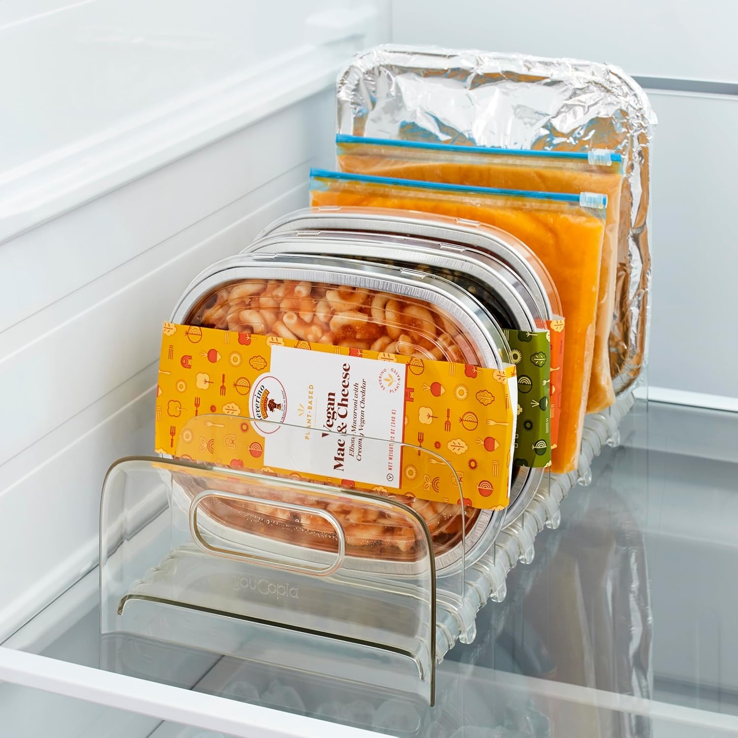 image:imageYouCopia FreezeUp Freezer Rack BPAFree Clear Fridge Organizer with Adjustable Dividers and Handles for Frozen Food Box and Meal Storage 15