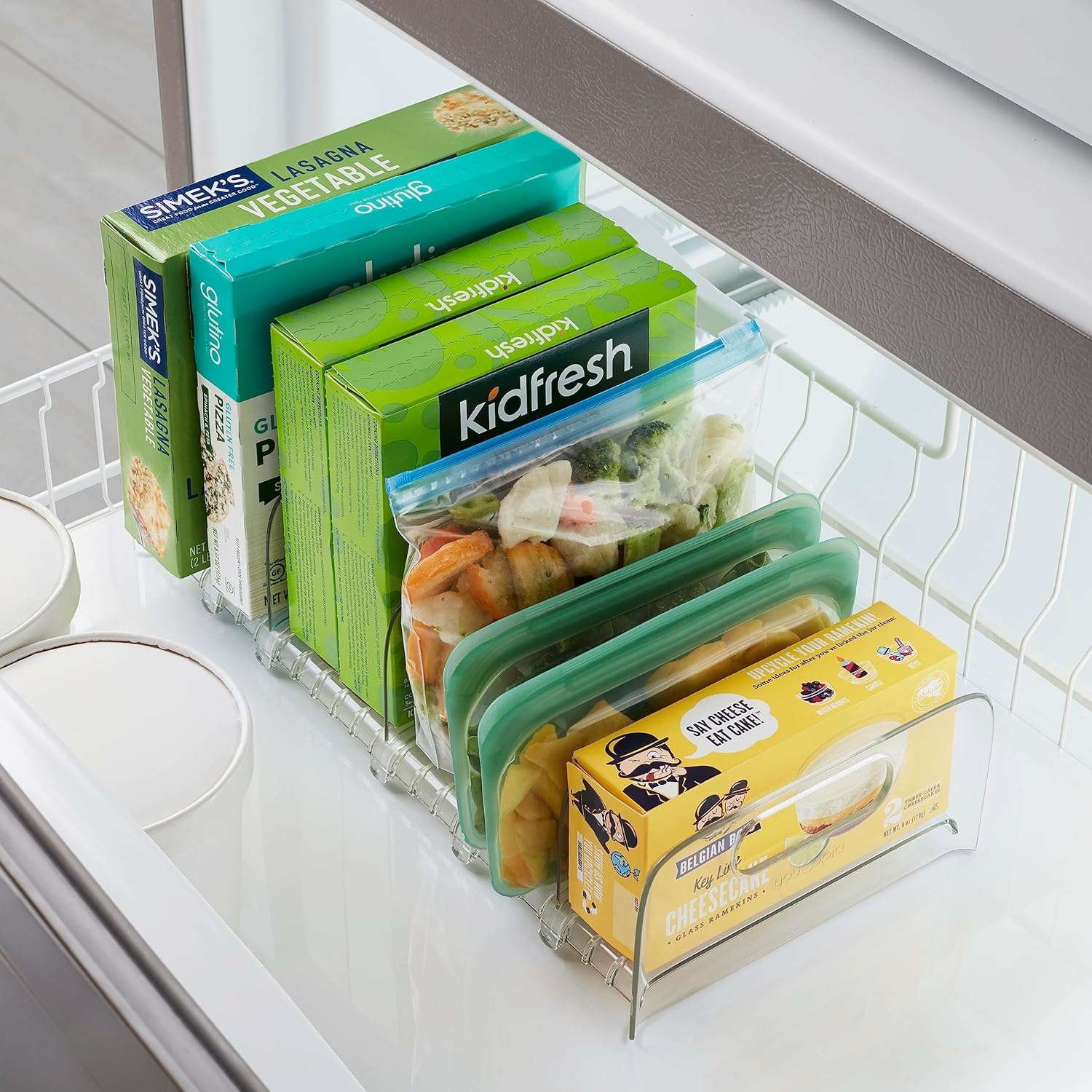 image:imageYouCopia FreezeUp Freezer Rack BPAFree Clear Fridge Organizer with Adjustable Dividers and Handles for Frozen Food Box and Meal Storage 15
