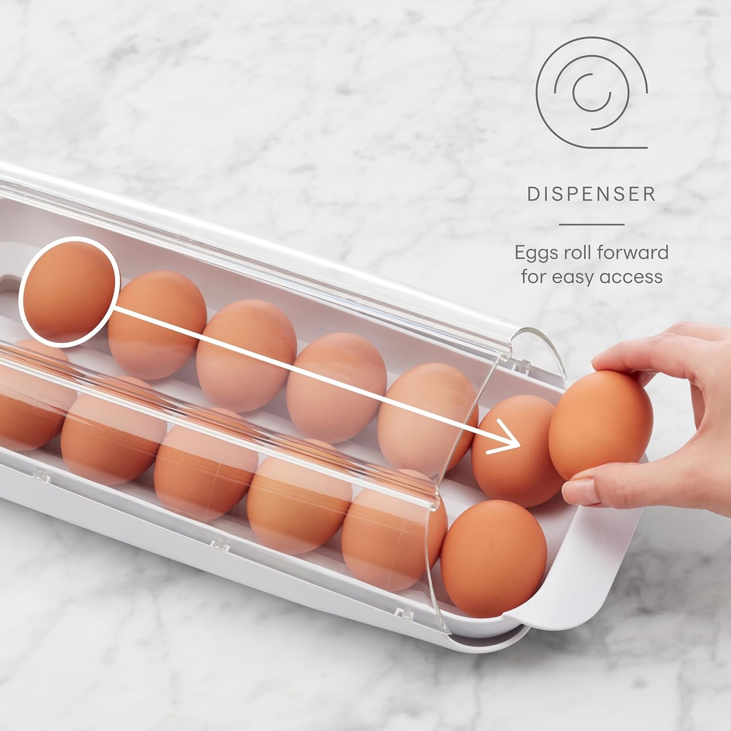 image:imageYouCopia FridgeView Rolling Egg Holder BPAFree Stackable Eggs Organizer with Removable Tray for Refrigerator StorageStackable Egg Holder