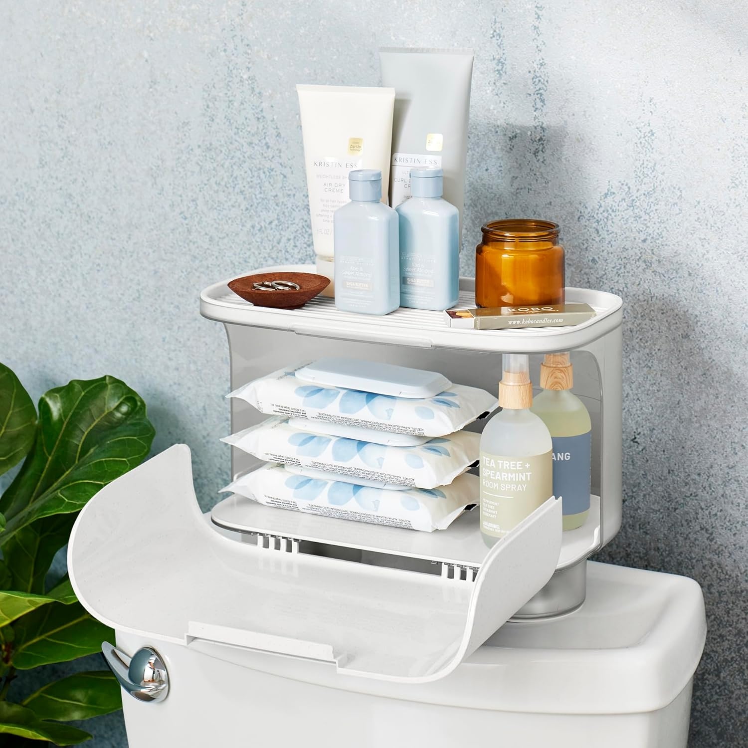 image:imageYouCopia Hideaway Toilet Cabinet Over The Toilet Bathroom Organizer for Paper Rolls Wipes and Accessories