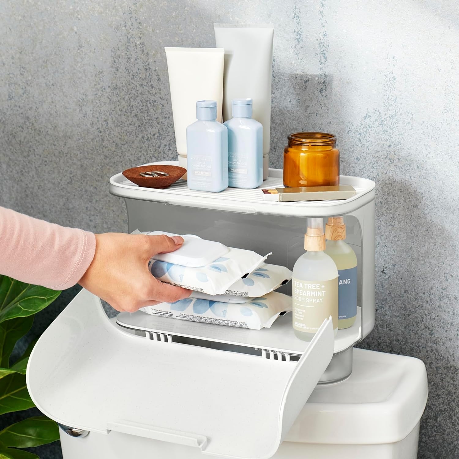 image:imageYouCopia Hideaway Toilet Cabinet Over The Toilet Bathroom Organizer for Paper Rolls Wipes and Accessories