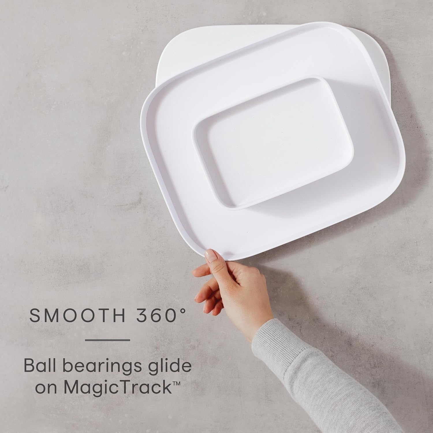 image:imageYouCopia MagicTrack Rectangle Lazy Susan Turntable Kitchen amp Bathroom Pantry Cabinet amp Countertop Storage Organizer with 360 Spin NonSlip White Speckled BPAFreeSpice Turntable