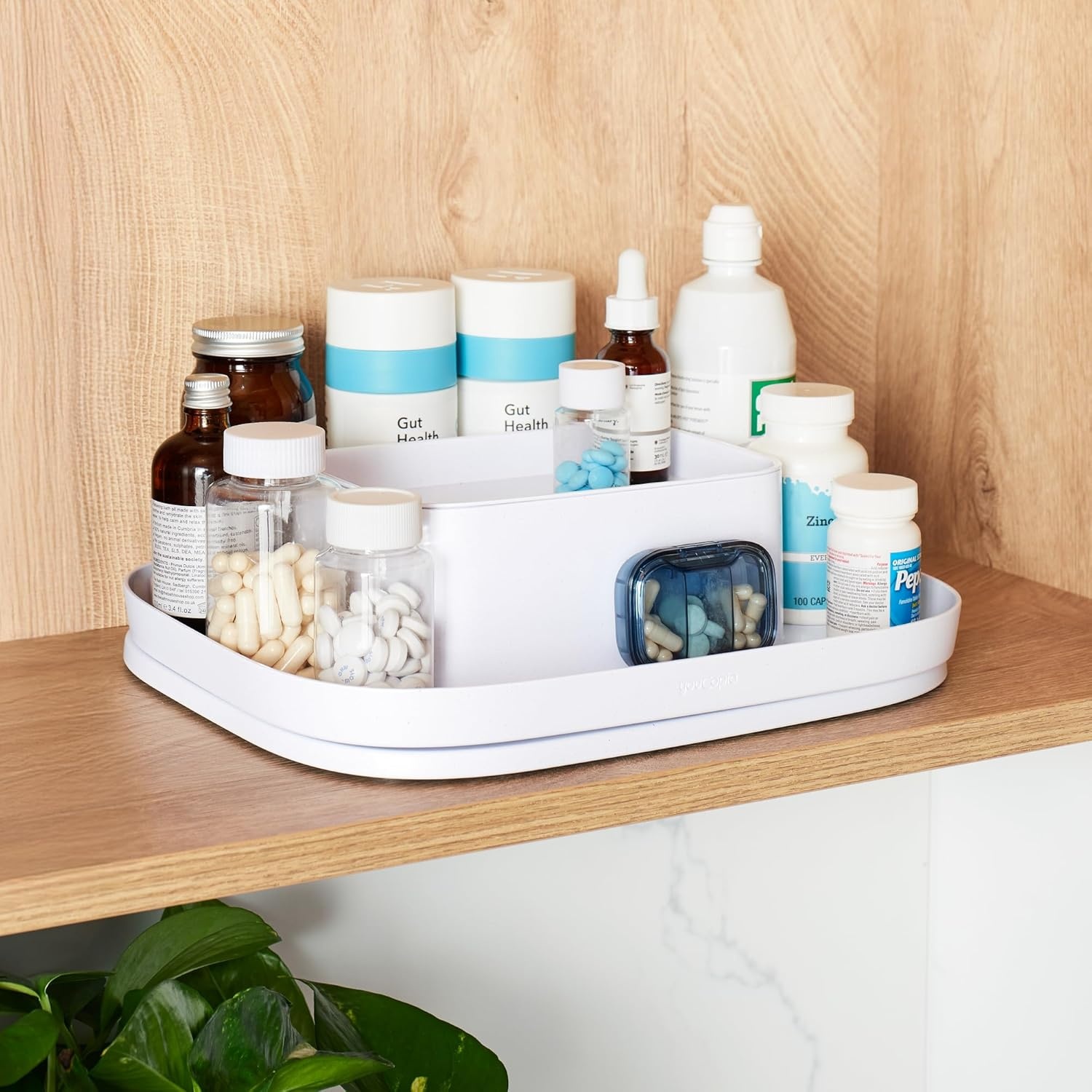 image:imageYouCopia MagicTrack Rectangle Lazy Susan Turntable Kitchen amp Bathroom Pantry Cabinet amp Countertop Storage Organizer with 360 Spin NonSlip White Speckled BPAFreeSpice Turntable