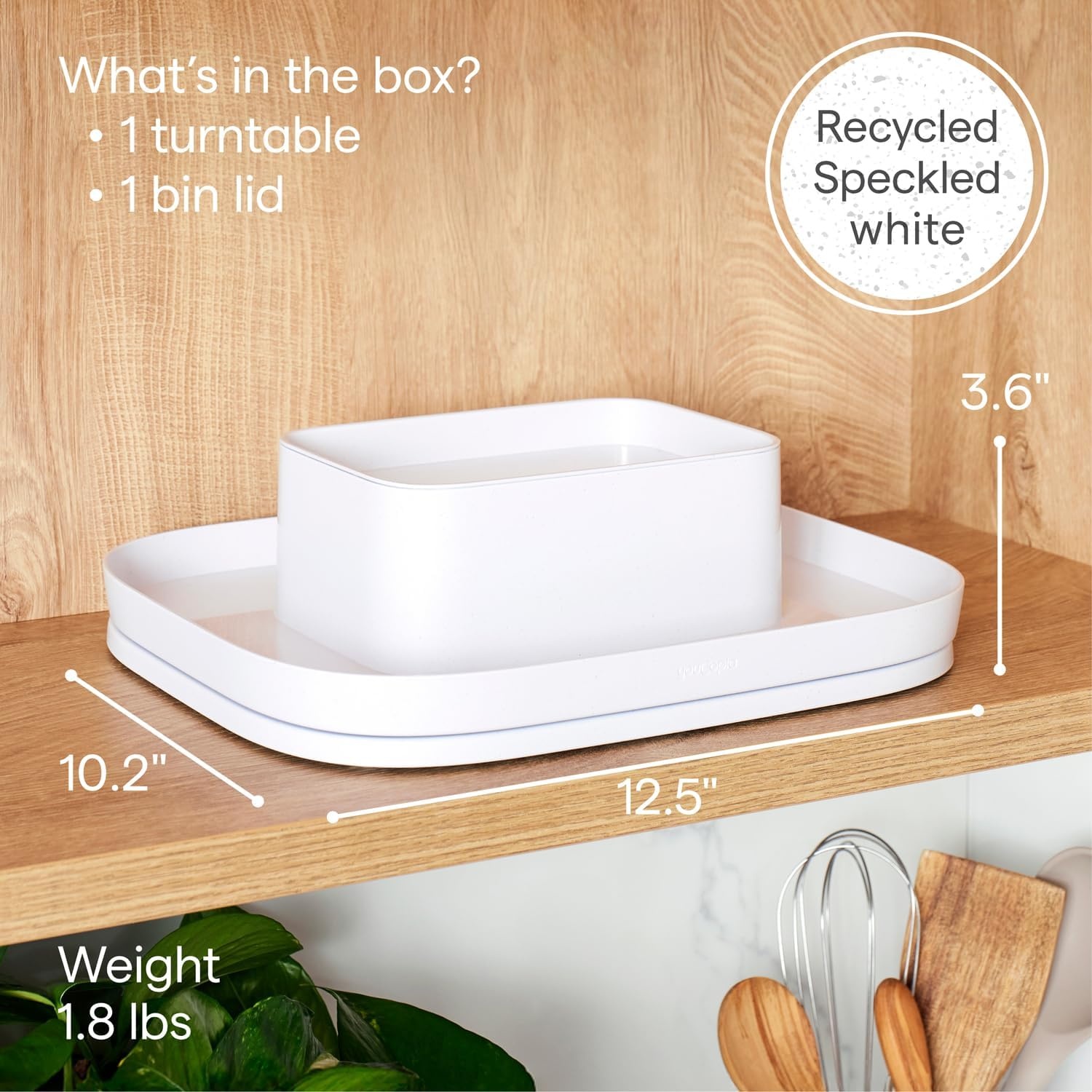 image:imageYouCopia MagicTrack Rectangle Lazy Susan Turntable Kitchen amp Bathroom Pantry Cabinet amp Countertop Storage Organizer with 360 Spin NonSlip White Speckled BPAFreeSpice Turntable