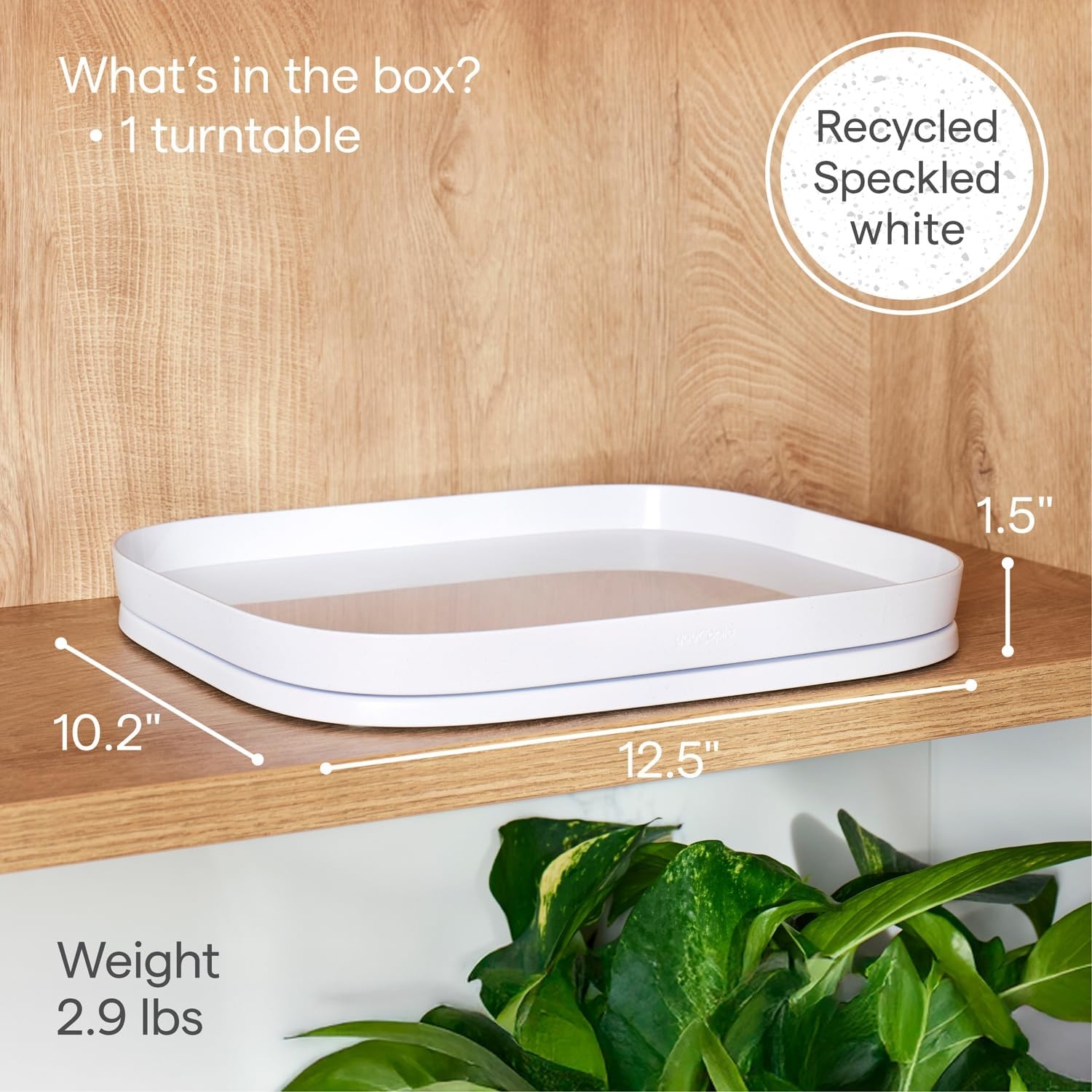 image:imageYouCopia MagicTrack Rectangle Lazy Susan Turntable Kitchen amp Bathroom Pantry Cabinet amp Countertop Storage Organizer with 360 Spin NonSlip White Speckled BPAFreeTurntable