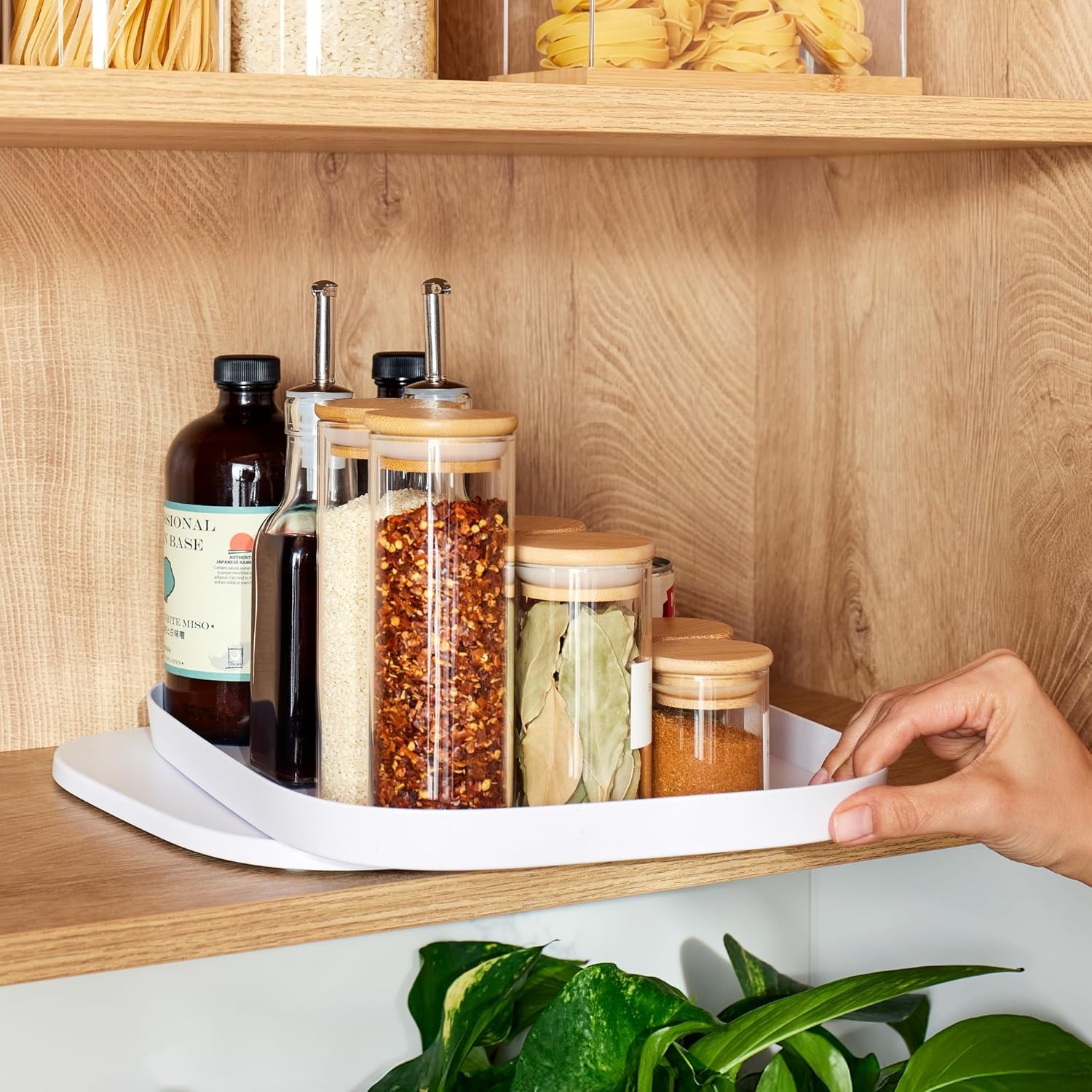 image:imageYouCopia MagicTrack Rectangle Lazy Susan Turntable Kitchen amp Bathroom Pantry Cabinet amp Countertop Storage Organizer with 360 Spin NonSlip White Speckled BPAFreeTurntable