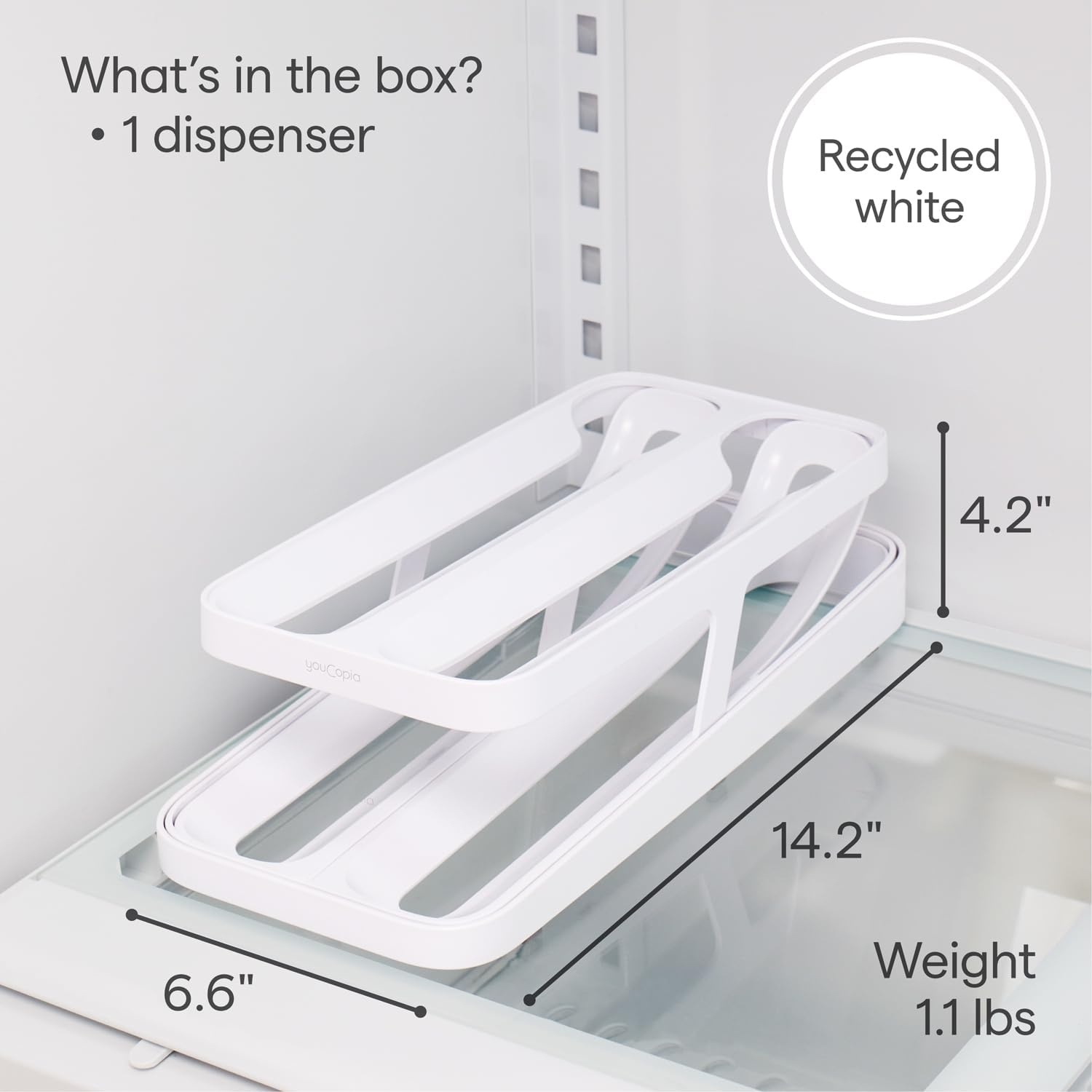 image:imageYouCopia RollDown Egg Dispenser SpaceSaving Rolling Eggs Dispenser and Organizer for Refrigerator StorageEgg Dispenser Double Track
