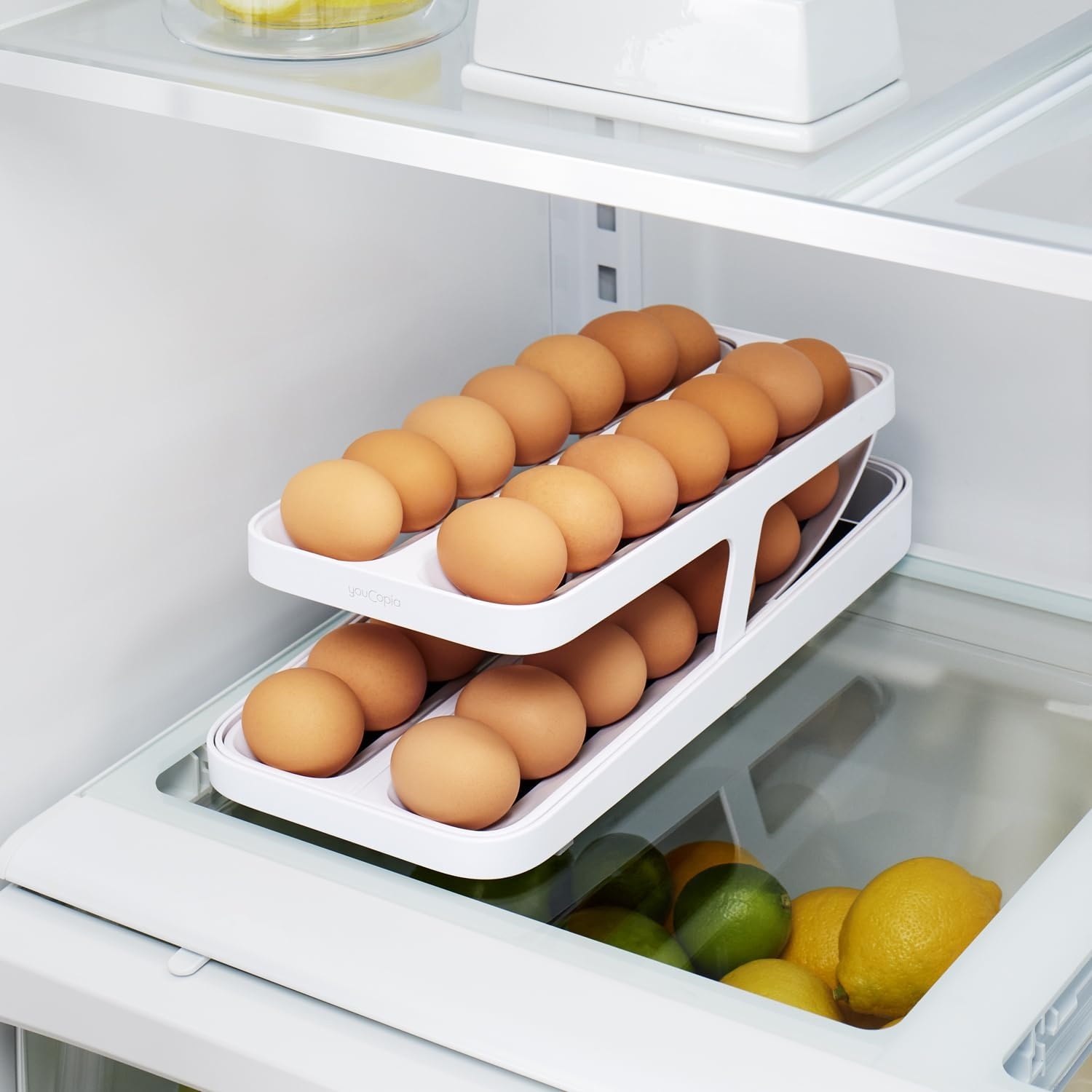 image:imageYouCopia RollDown Egg Dispenser SpaceSaving Rolling Eggs Dispenser and Organizer for Refrigerator StorageEgg Dispenser Double Track