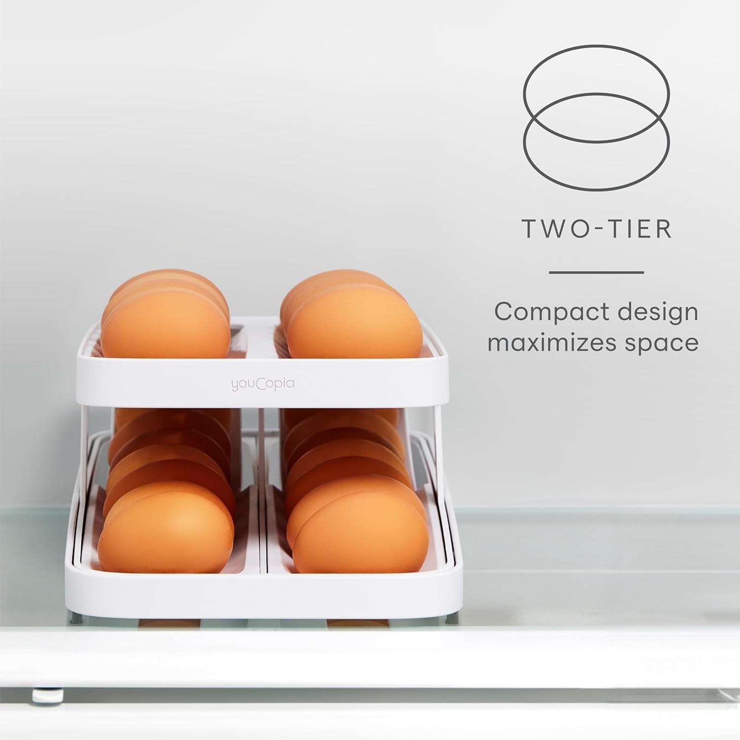 image:imageYouCopia RollDown Egg Dispenser SpaceSaving Rolling Eggs Dispenser and Organizer for Refrigerator StorageEgg Dispenser Double Track