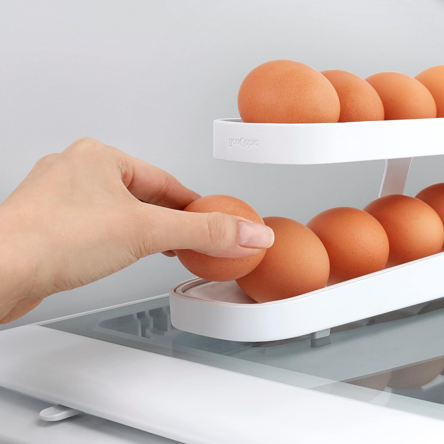 image:imageYouCopia RollDown Egg Dispenser SpaceSaving Rolling Eggs Dispenser and Organizer for Refrigerator StorageEgg Dispenser SpaceSaving