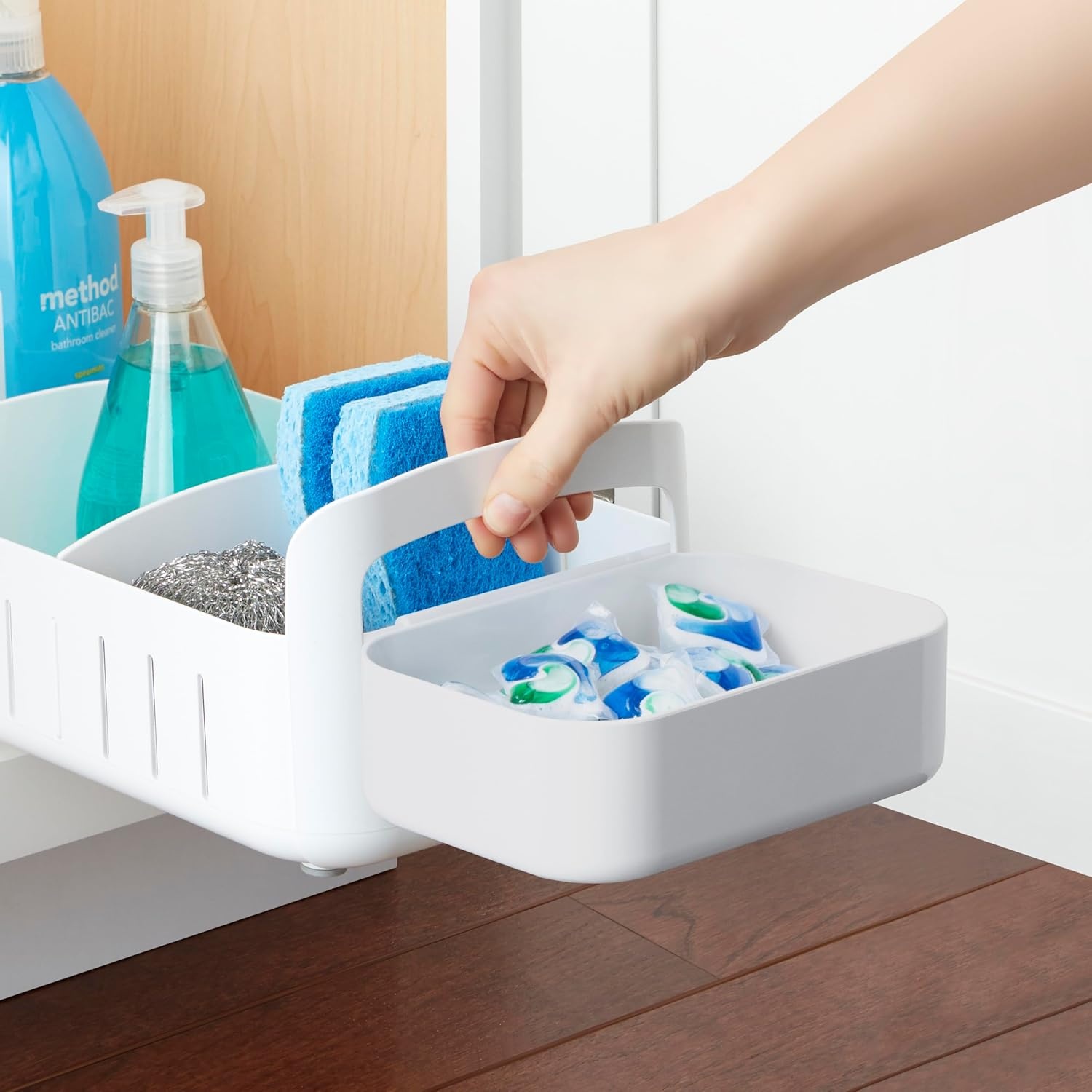 image:imageYouCopia RollOut Caddy Rolling Storage Bin with 2 Adjustable Dividers and Removable Basket for Kitchen and Bathroom Under Sink Organization 8 Wide8 Wide