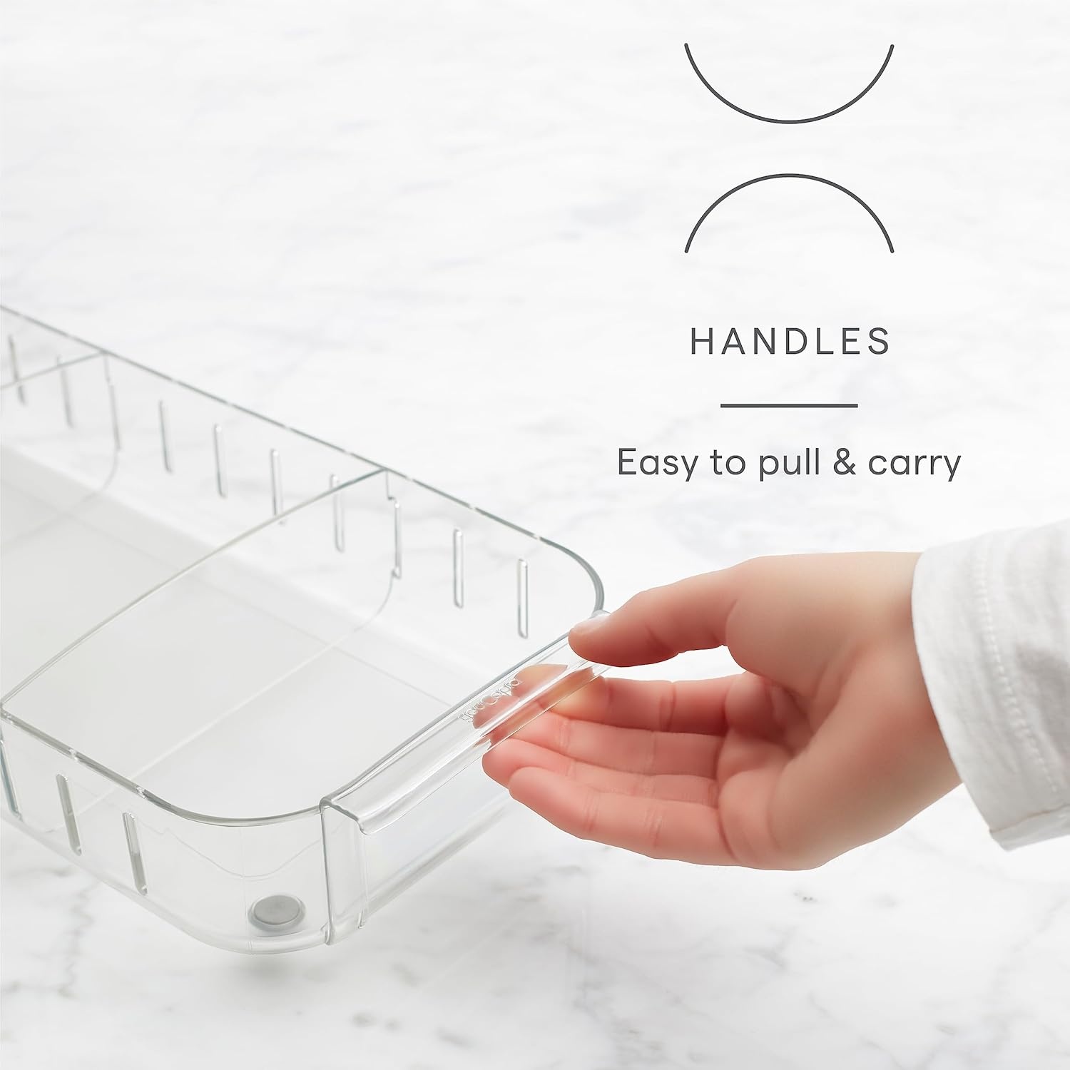 image:imageYouCopia RollOut Fridge Caddy BPAFree Clear Rolling Refrigerator Organizer Bin with Adjustable Dividers and Handles 9 WideClear