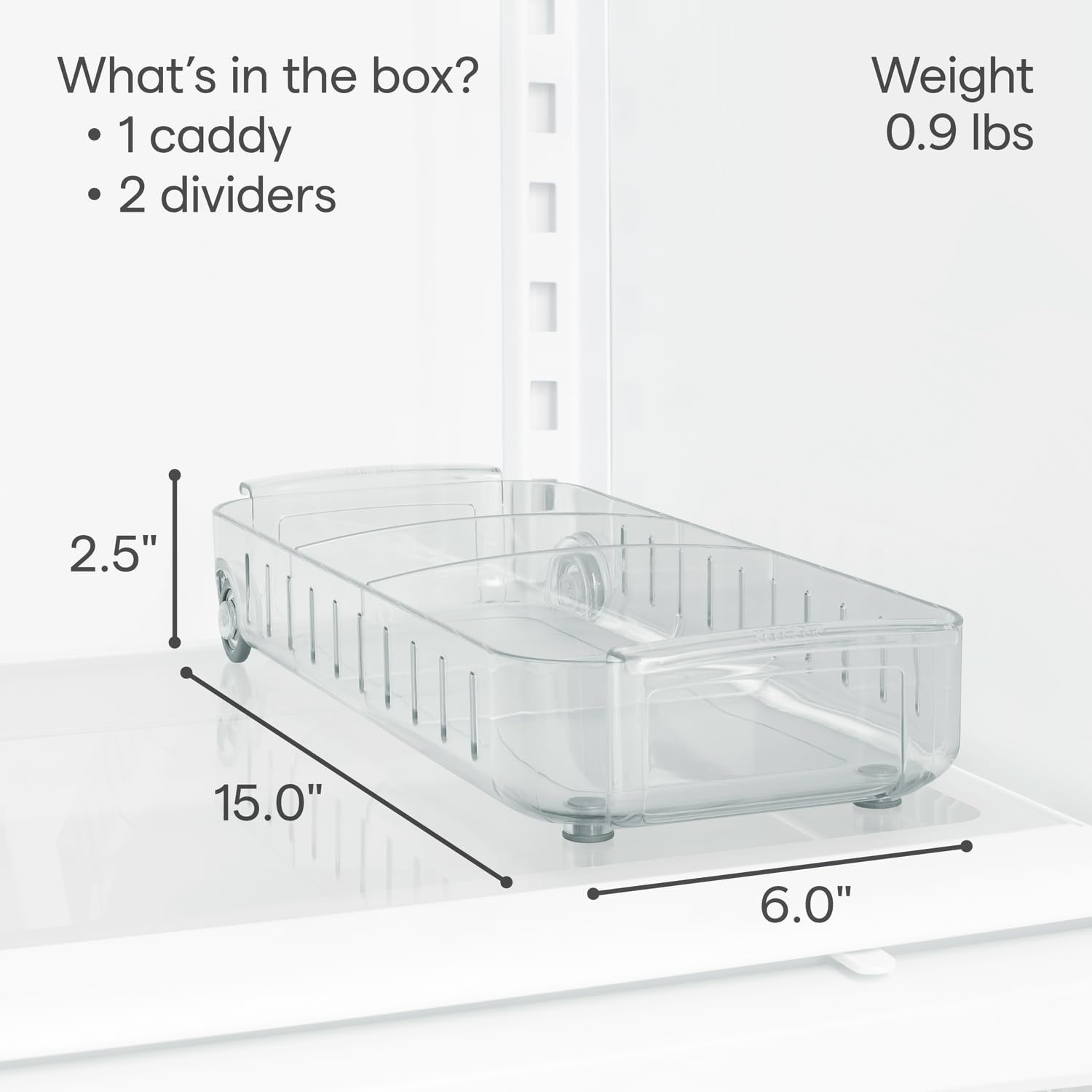 image:imageYouCopia RollOut Fridge Caddy BPAFree Clear Rolling Refrigerator Organizer Bin with Adjustable Dividers and Handles 9 WideClear