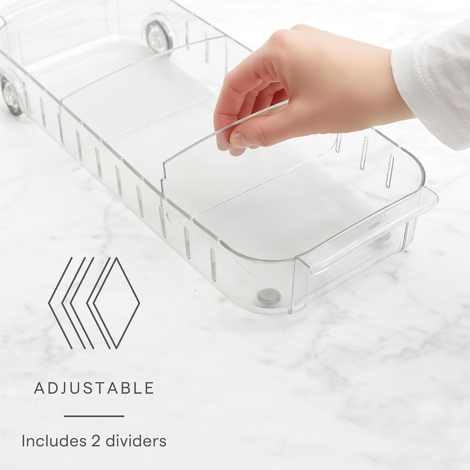 image:imageYouCopia RollOut Fridge Caddy BPAFree Clear Rolling Refrigerator Organizer Bin with Adjustable Dividers and Handles 9 WideClear