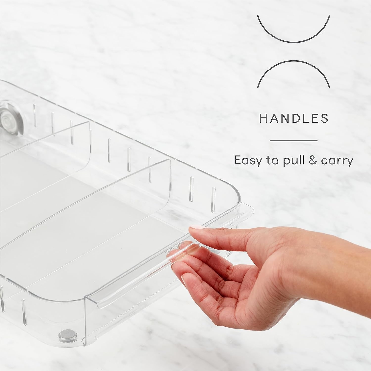 image:imageYouCopia RollOut Fridge Caddy BPAFree Clear Rolling Refrigerator Organizer Bin with Adjustable Dividers and Handles 9 WideClear