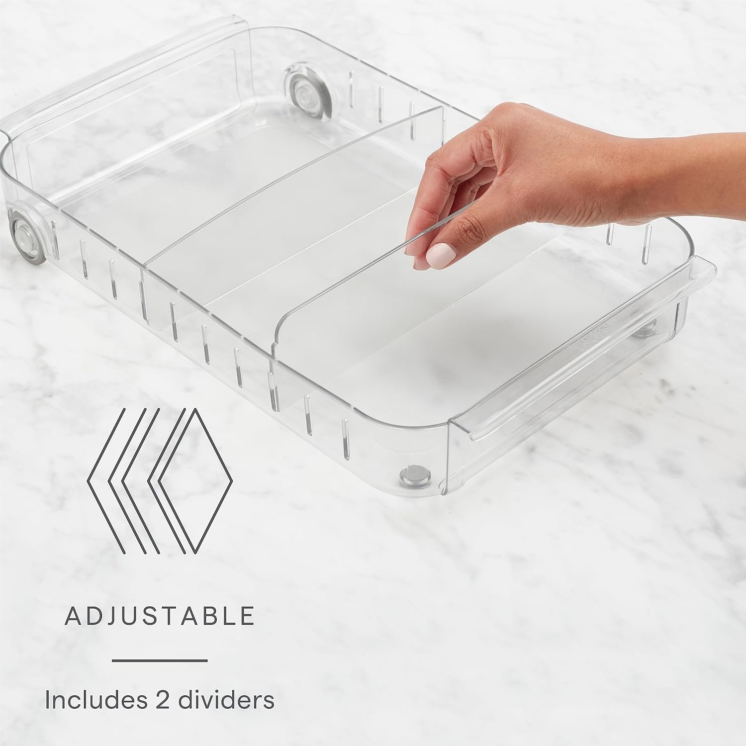 image:imageYouCopia RollOut Fridge Caddy BPAFree Clear Rolling Refrigerator Organizer Bin with Adjustable Dividers and Handles 9 WideClear