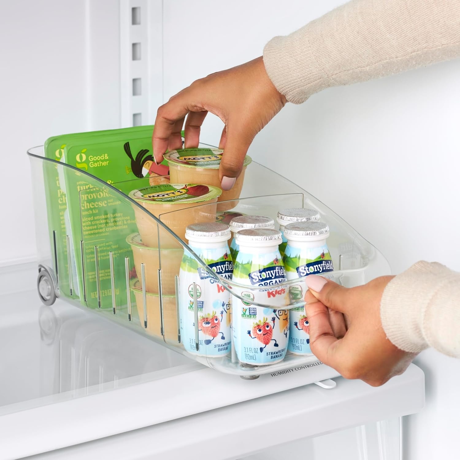 image:imageYouCopia RollOut Fridge Drawer 8 Fridge Organizer and Storage Clear BPAFree Refrigerator Bin with Adjustable Dividers6 Wide