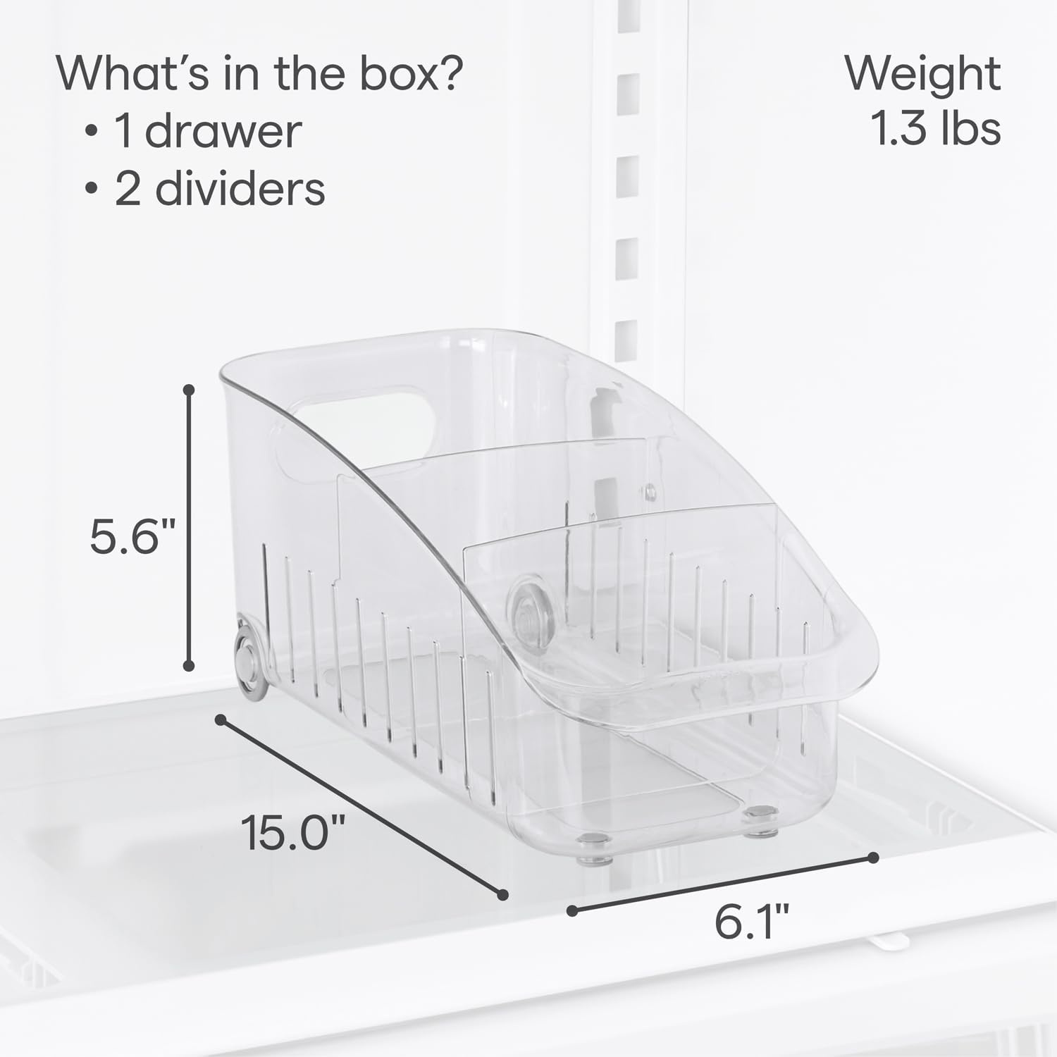 image:imageYouCopia RollOut Fridge Drawer 8 Fridge Organizer and Storage Clear BPAFree Refrigerator Bin with Adjustable Dividers6 Wide