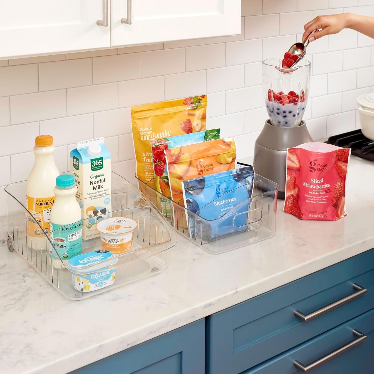 image:imageYouCopia RollOut Fridge Drawer 8 Fridge Organizer and Storage Clear BPAFree Refrigerator Bin with Adjustable Dividers6 Wide