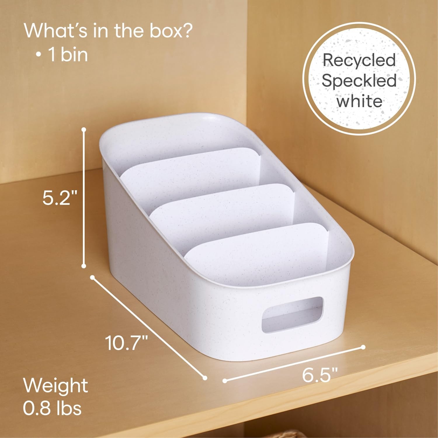 image:imageYouCopia ShelfBin Adjustable Snack Bin BPAFree Divided Storage Basket for Kitchen Pantry Organization One Size Speckled WhiteTiered Packet Organizer