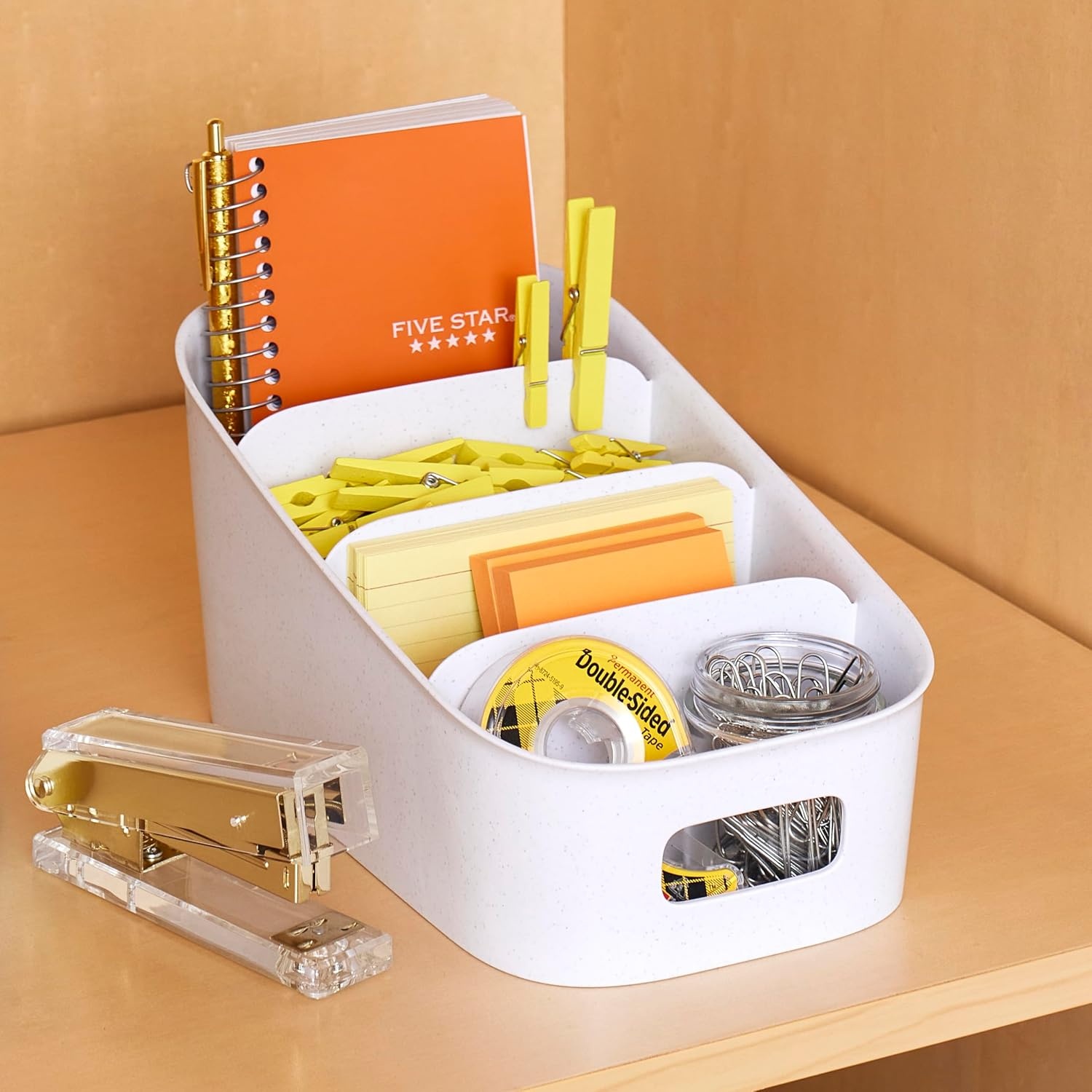 image:imageYouCopia ShelfBin Adjustable Snack Bin BPAFree Divided Storage Basket for Kitchen Pantry Organization One Size Speckled WhiteTiered Packet Organizer