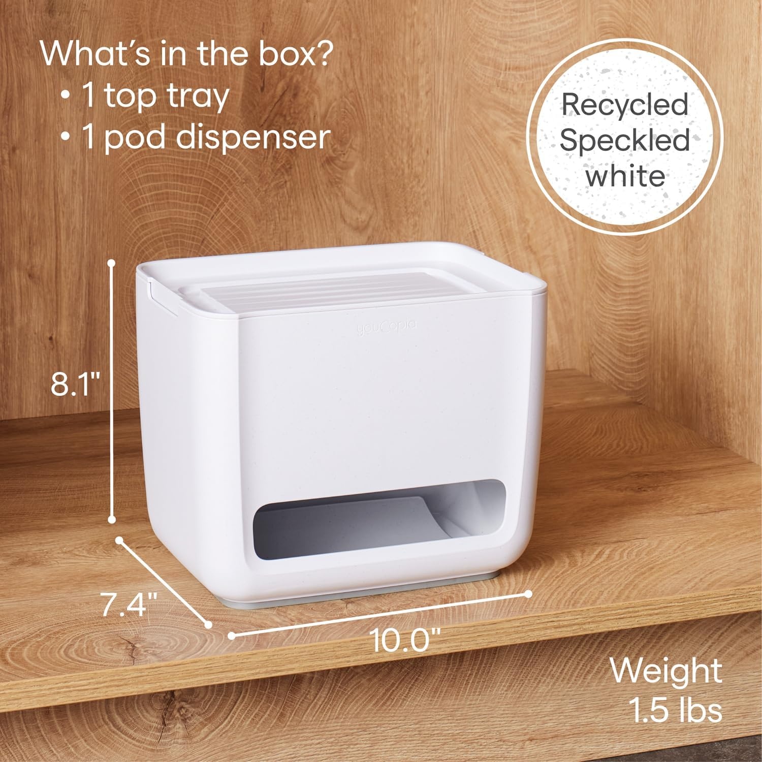 image:imageYouCopia SinkSuite Trash Bag Dispenser Standing Garbage Bag Organizer with Removable Lid and Cradle for Storage Speckled WhiteBag Dispenser