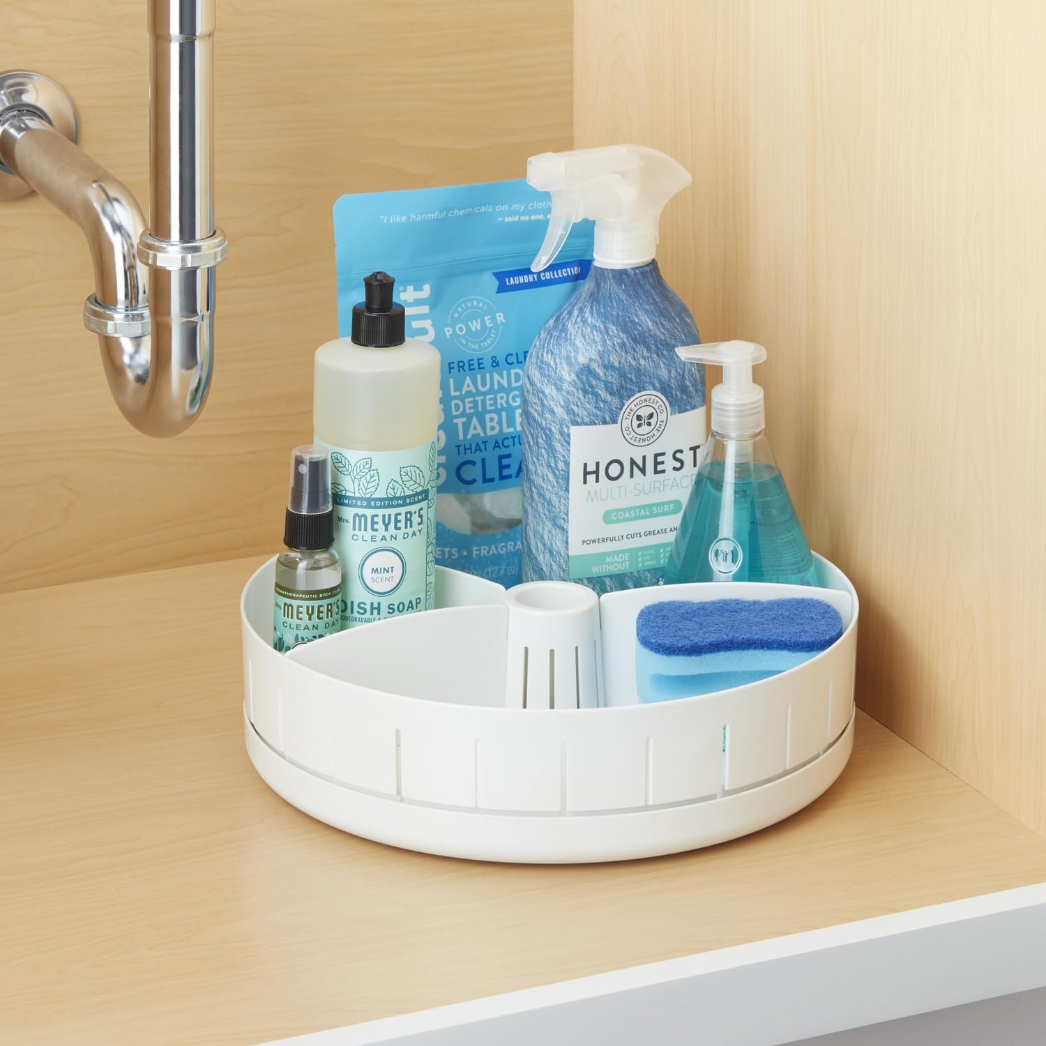 image:imageYouCopia SinkSuite Under Sink Turntable with Adjustable Dividers Lazy Susan Organizer for Kitchen or Bathroom Storage WhiteOne Size