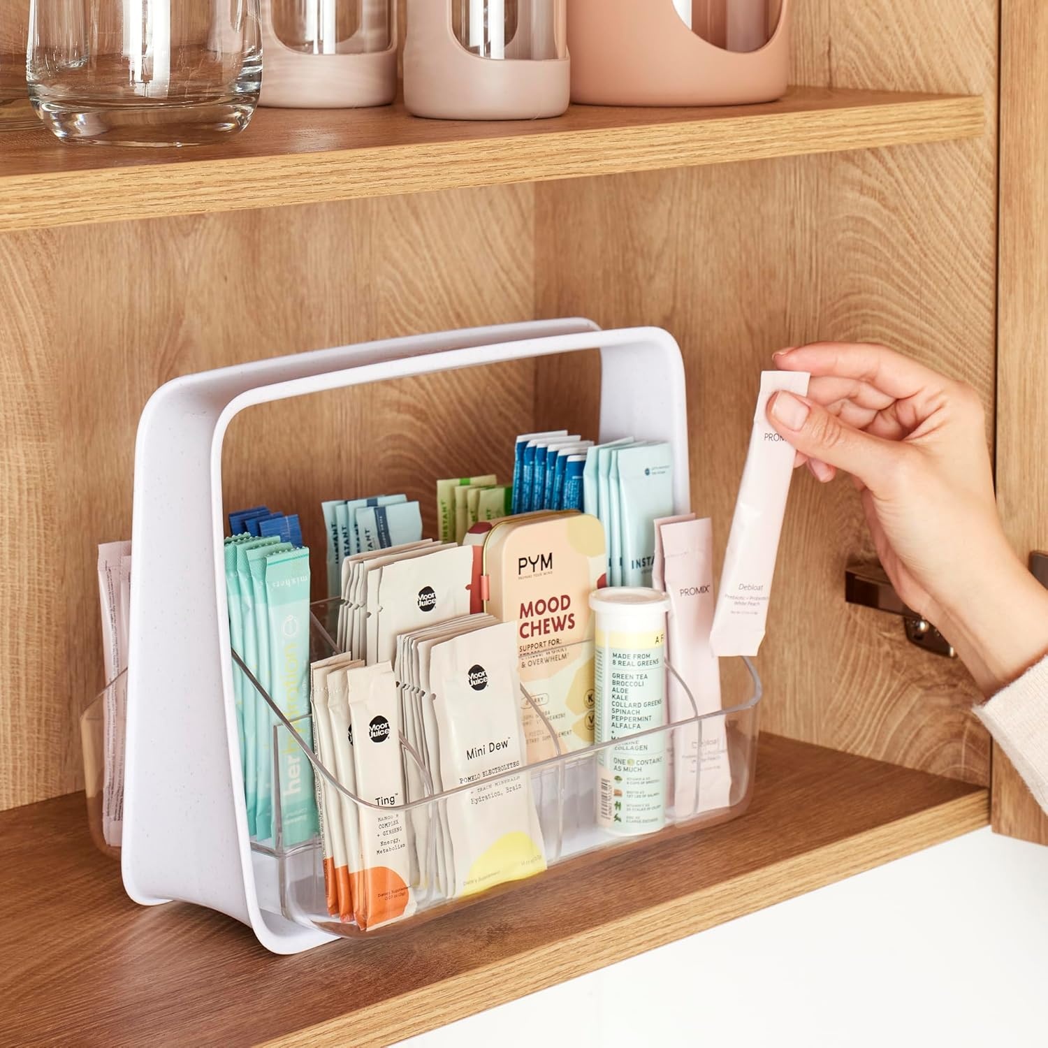 image:imageYouCopia SipStation Hydration Caddy Hydration Packet Storage Adjustable Electrolyte Powder Organizer Speckled WhiteHydration Caddy