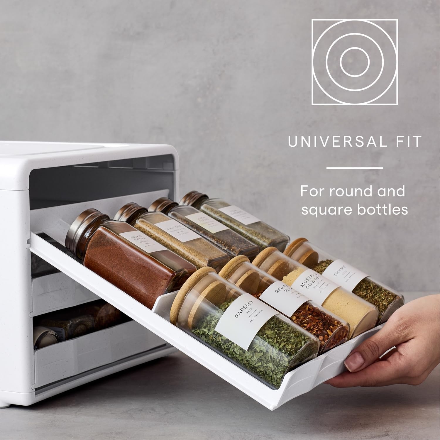 image:imageYouCopia SpiceStack Adjustable Spice Rack Organizer PullDown 24Bottle Seasonings and Spices Holder for Kitchen Cabinet and Pantry Organization with 104 Included Labels Adjustable24Bottle