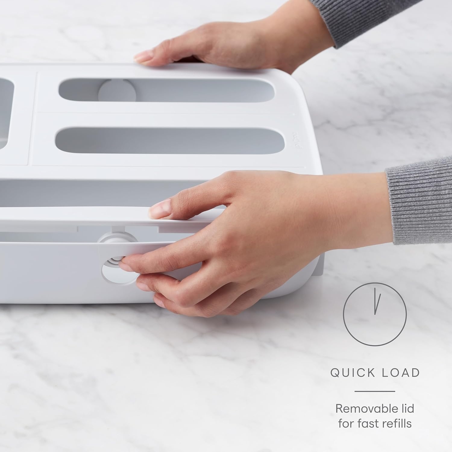 image:imageYouCopia StoraBag Drawer Food Bags Dispenser 4Slot Plastic Sandwich Bag Organizer for Kitchen Storage White3Slot