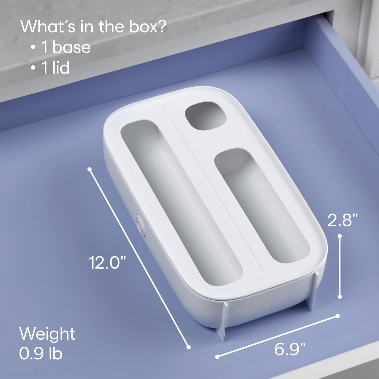image:imageYouCopia StoraBag Drawer Food Bags Dispenser 4Slot Plastic Sandwich Bag Organizer for Kitchen Storage White3Slot