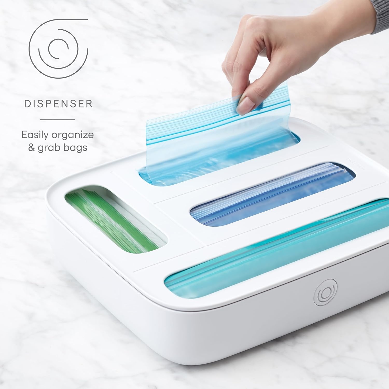 image:imageYouCopia StoraBag Drawer Food Bags Dispenser 4Slot Plastic Sandwich Bag Organizer for Kitchen Storage White4Slot
