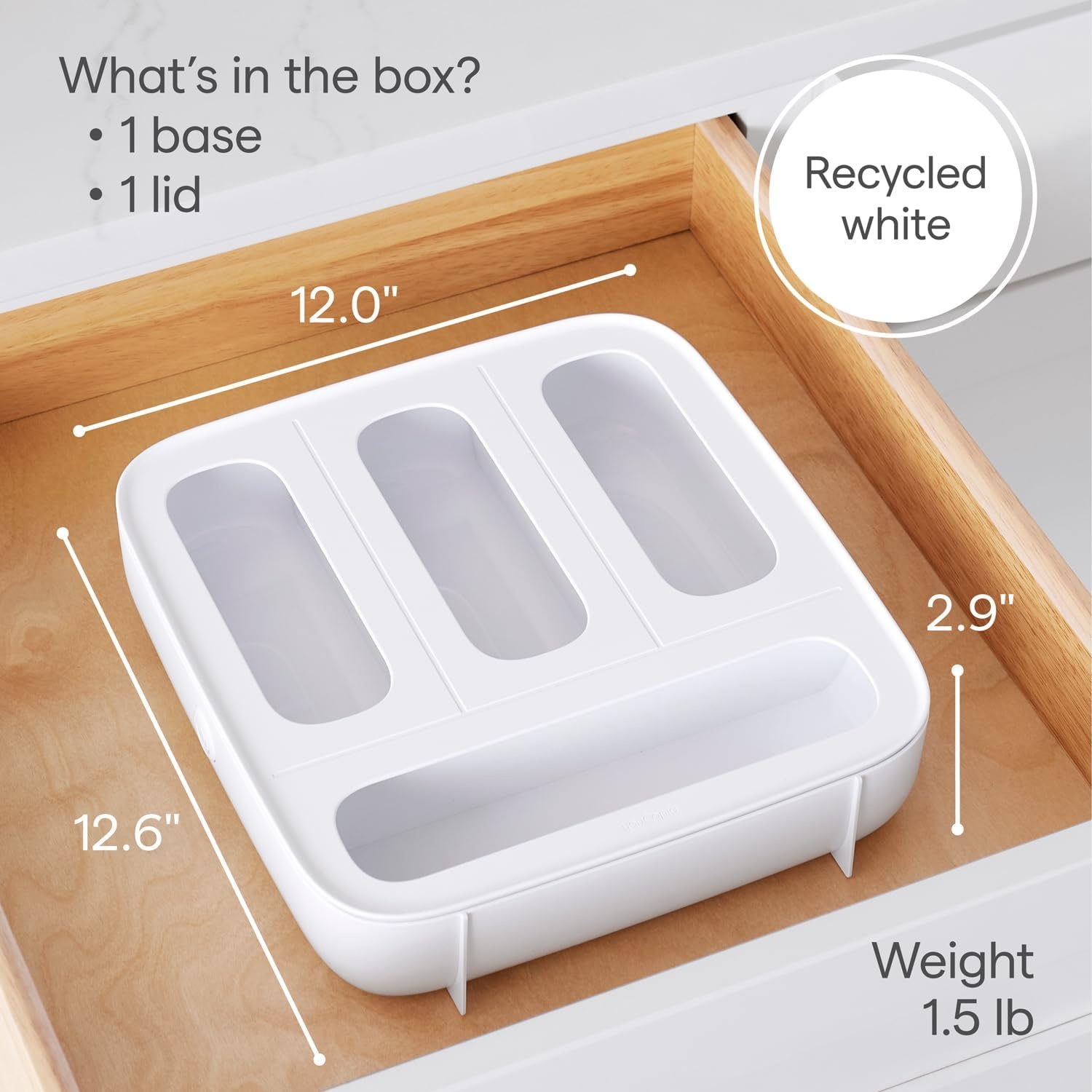image:imageYouCopia StoraBag Drawer Food Bags Dispenser 4Slot Plastic Sandwich Bag Organizer for Kitchen Storage White4Slot Family Size