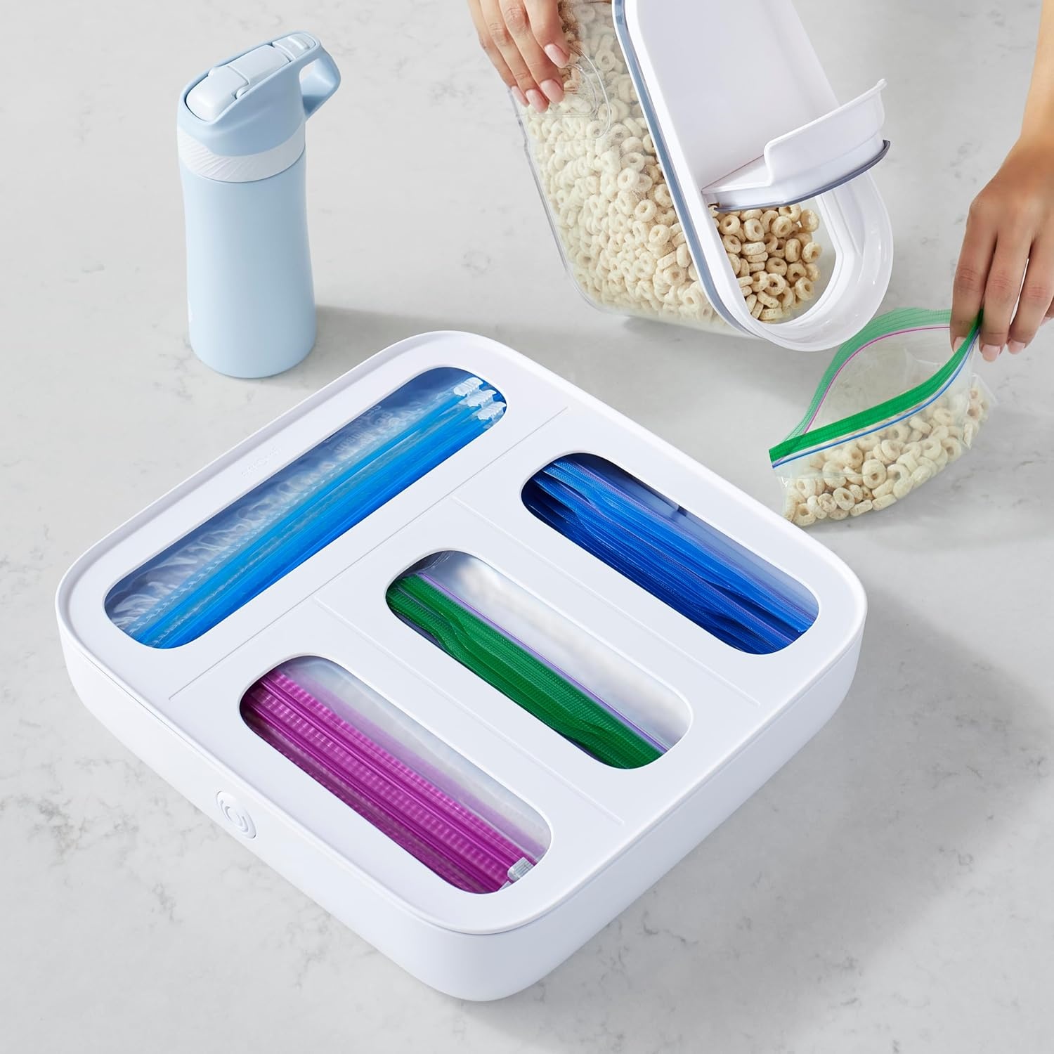 image:imageYouCopia StoraBag Drawer Food Bags Dispenser 4Slot Plastic Sandwich Bag Organizer for Kitchen Storage White4Slot Family Size