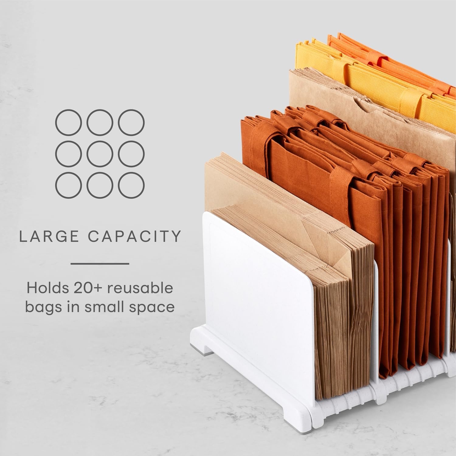 image:imageYouCopia StoraBag Reusable Shopping Bag Organizer Adjustable Shelf Dividers for 20 Tote Cloth Grocery and Lunch BagsReusable Bag Organizer