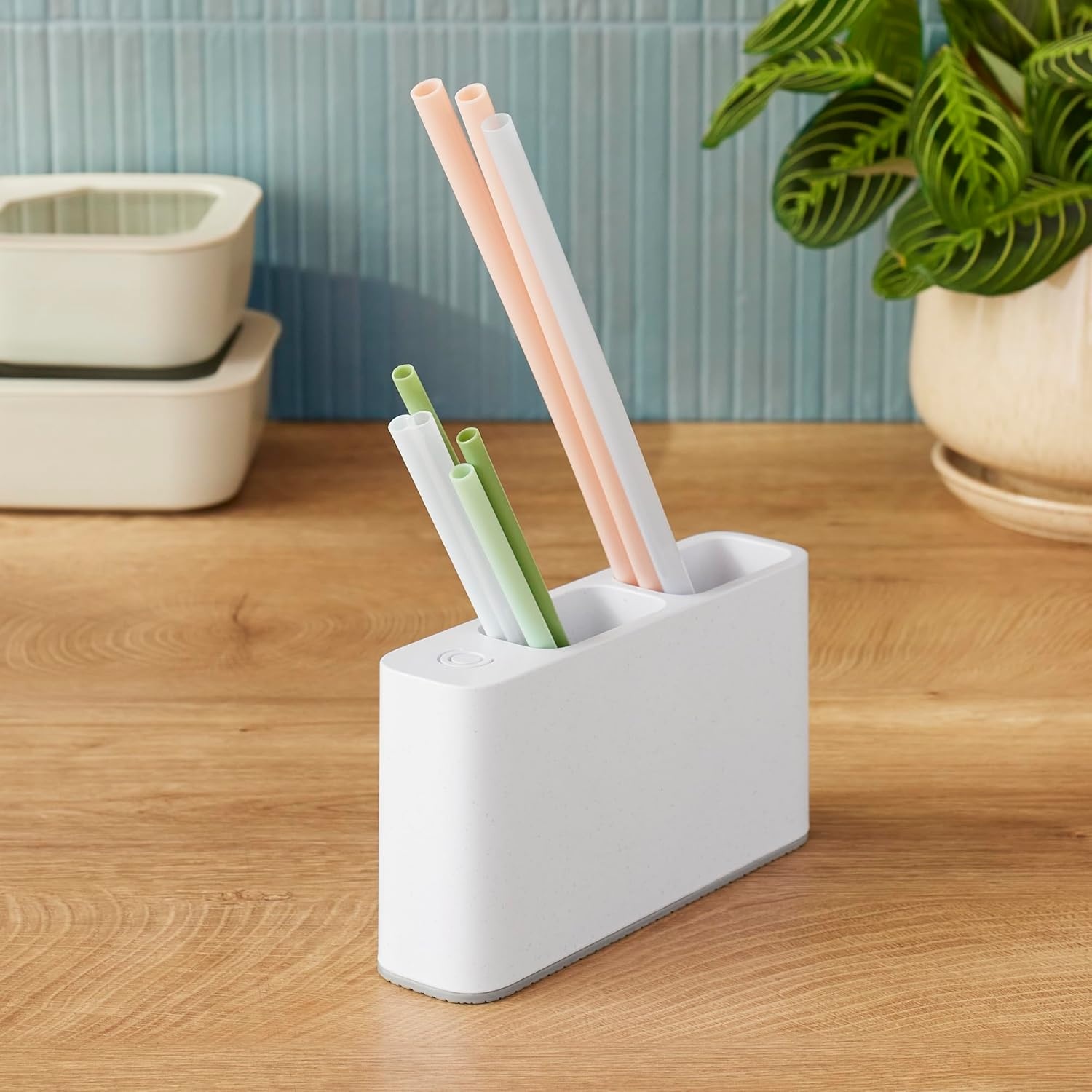 image:imageYouCopia StoraLid Bottle Lid Holder Water Bottle Lid Storage for Kitchen Speckled WhiteSipStation Straw Holder