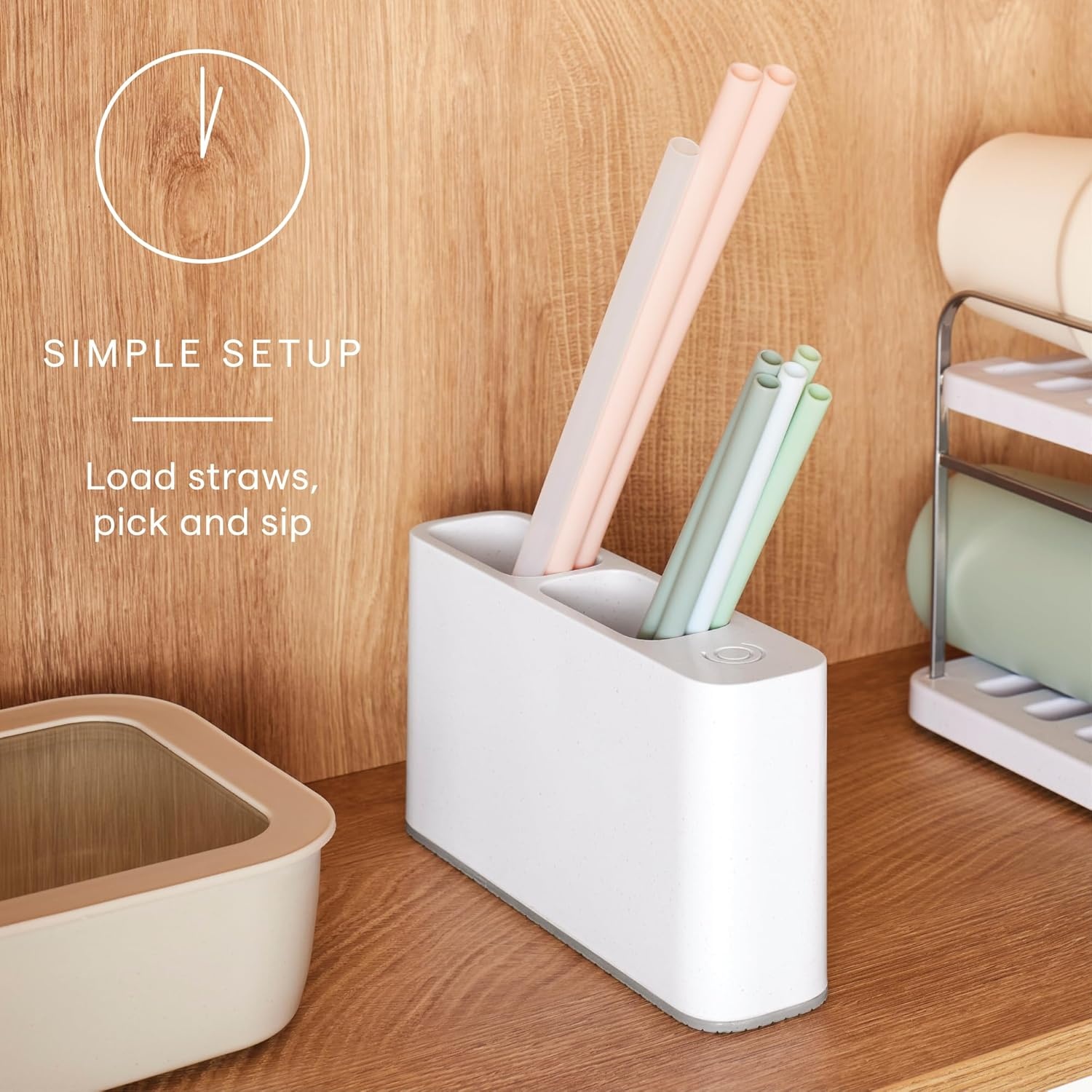 image:imageYouCopia StoraLid Bottle Lid Holder Water Bottle Lid Storage for Kitchen Speckled WhiteSipStation Straw Holder