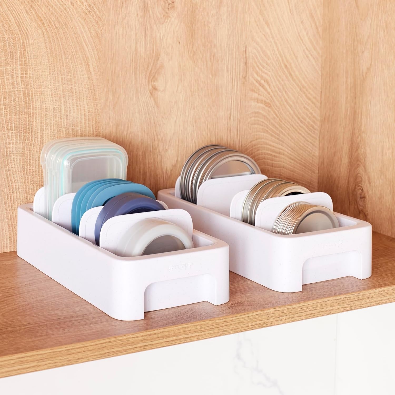 image:imageYouCopia StoraLid Bottle Lid Holder Water Bottle Lid Storage for Kitchen Speckled WhiteStoraLid Lid Holder