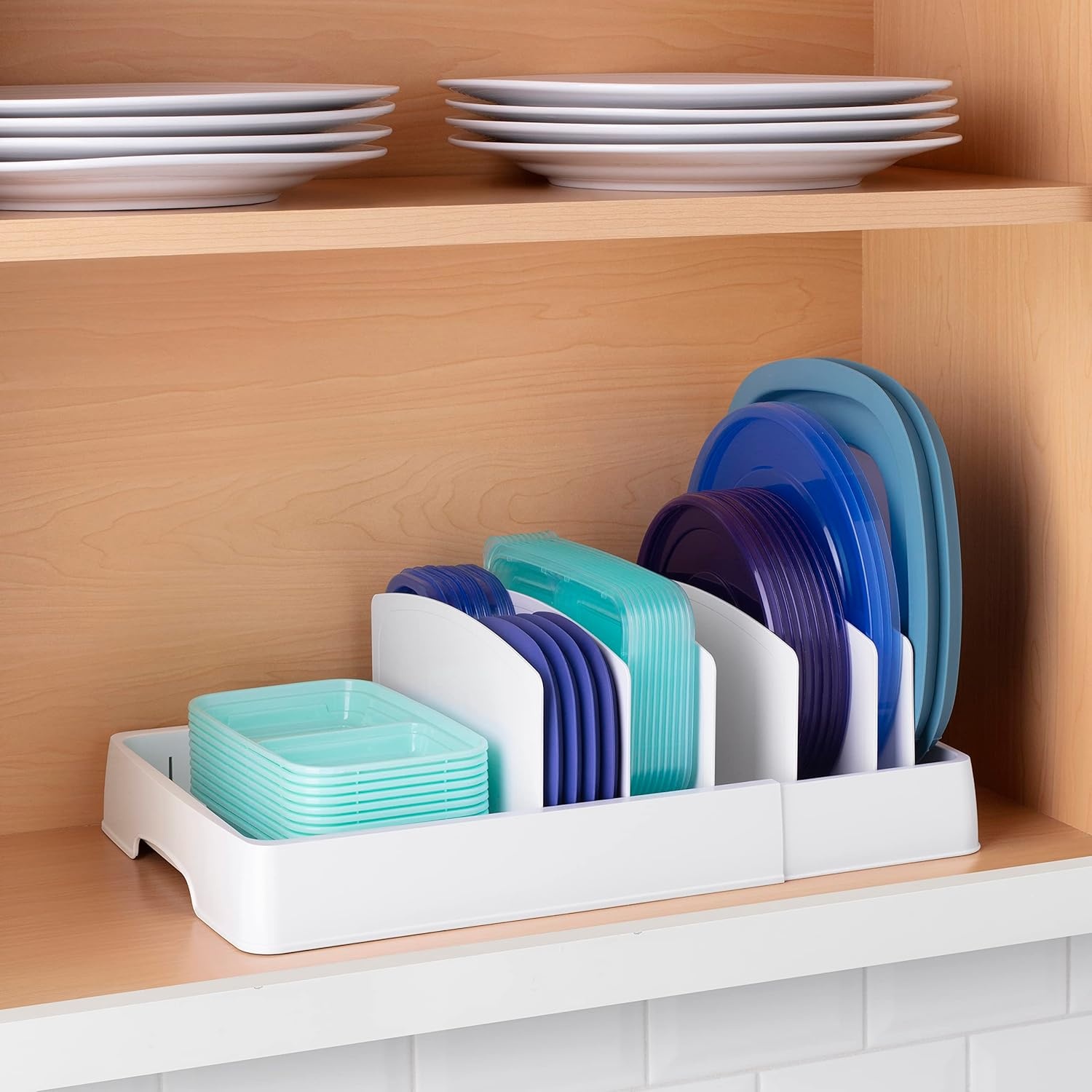 image:imageYouCopia StoraLid Food Container Lid Organizer for Kitchen Cabinet Storage with 5 Adjustable Dividers 105D 134W 33H Large Classic Edition WhiteExpandable Classic