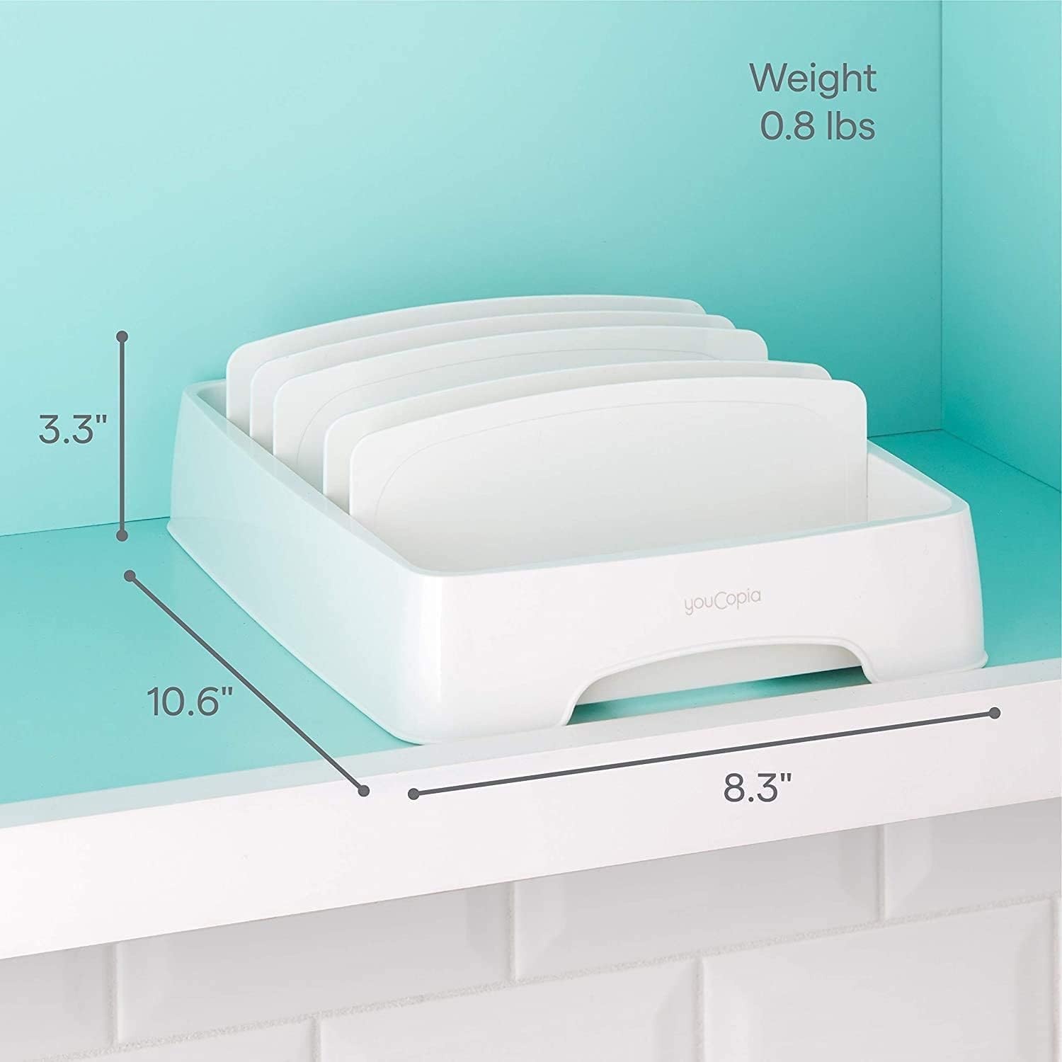 image:imageYouCopia StoraLid Food Container Lid Organizer for Kitchen Cabinet Storage with 5 Adjustable Dividers 105D 134W 33H Large Classic Edition WhiteSmall 2Pack Classic
